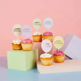 - Pastel 'Happy Birthday' Balloon Food Picks 12 Pack