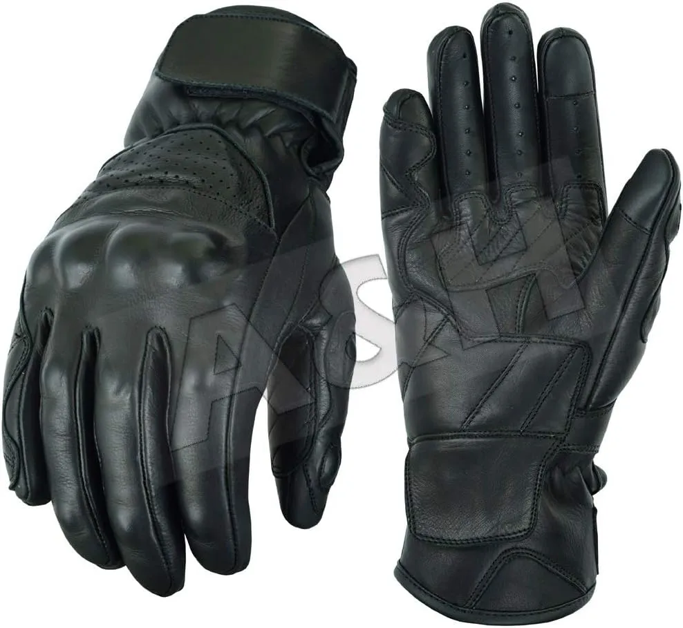 A&H Apparel Mens Touchscreen Full Finger Premium Cowhide Motorcycle Protective Glove