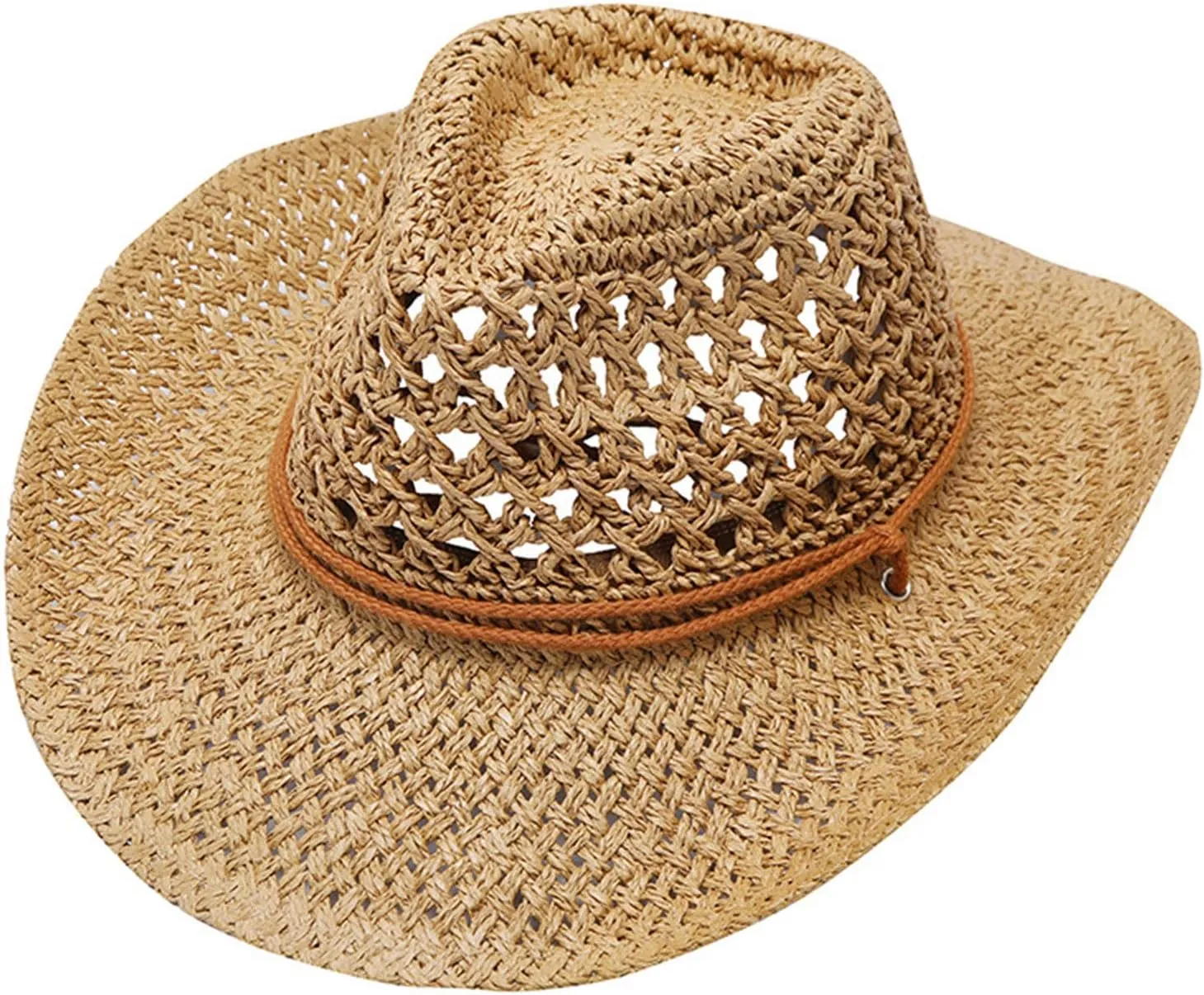 Adult Unisex Summer Fashion Sunscreen Straw Cap Beach Casual Cowboy Hat Cowboy Hats 7 1/4