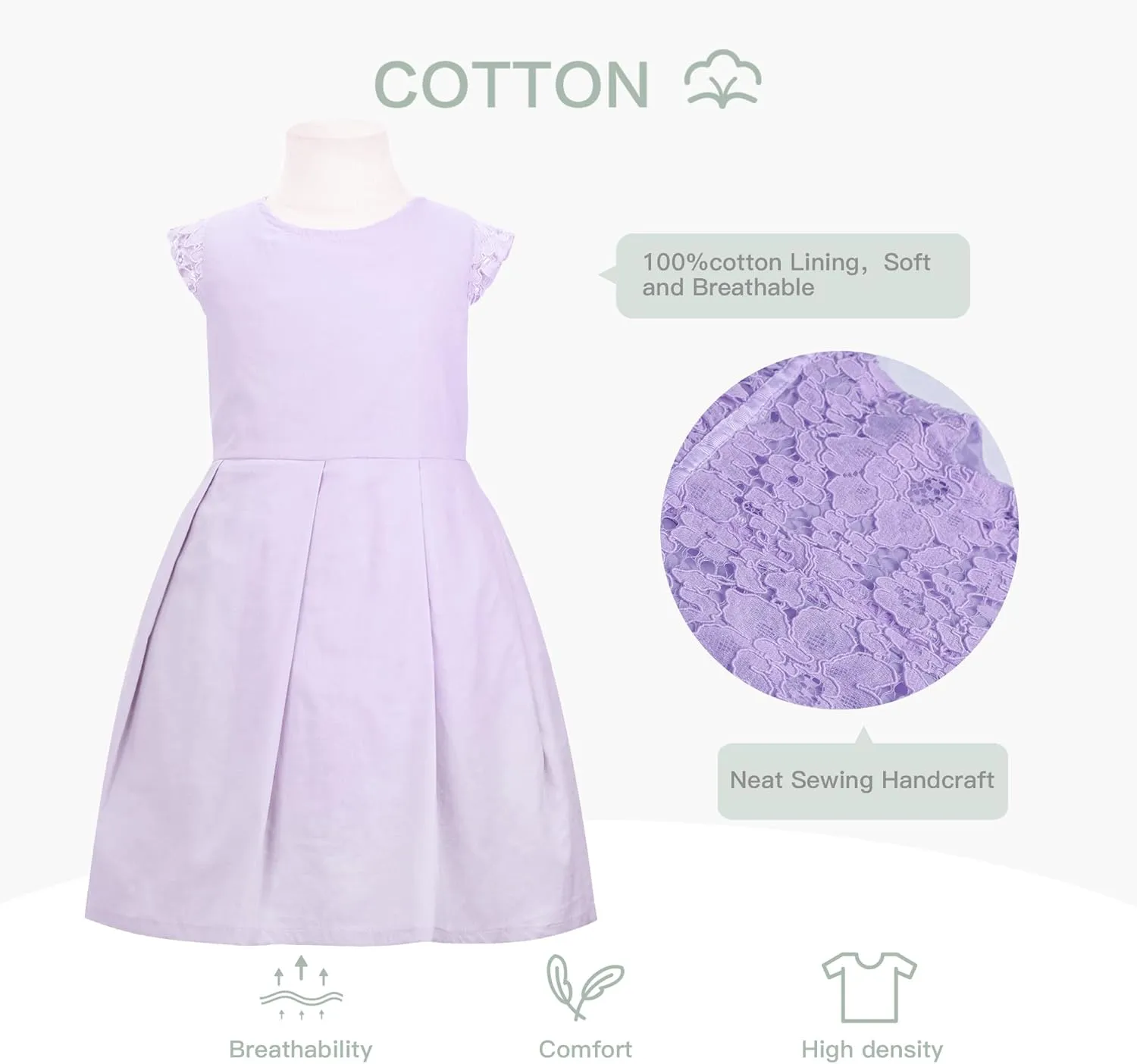 ALLOVIN Girls and Toddler Sleeveless A-Line Lace Party Dress Flower Girl Princess Dress with Beaded Bowknot 2-12 Years