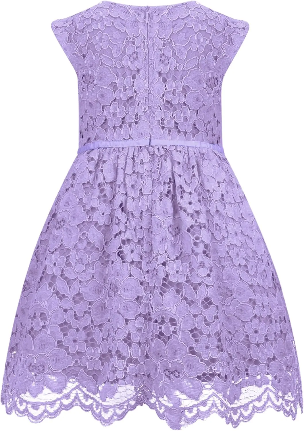 ALLOVIN Girls and Toddler Sleeveless A-Line Lace Party Dress Flower Girl Princess Dress with Beaded Bowknot 2-12 Years