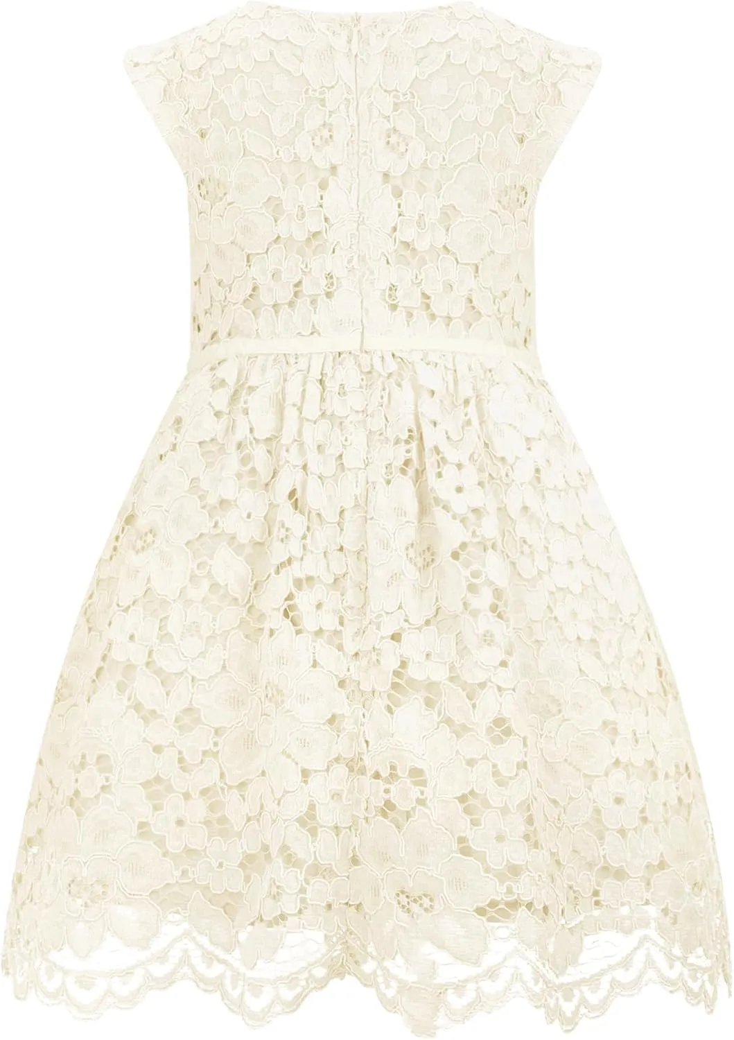 ALLOVIN Girls and Toddler Sleeveless A-Line Lace Party Dress Flower Girl Princess Dress with Beaded Bowknot 2-12 Years