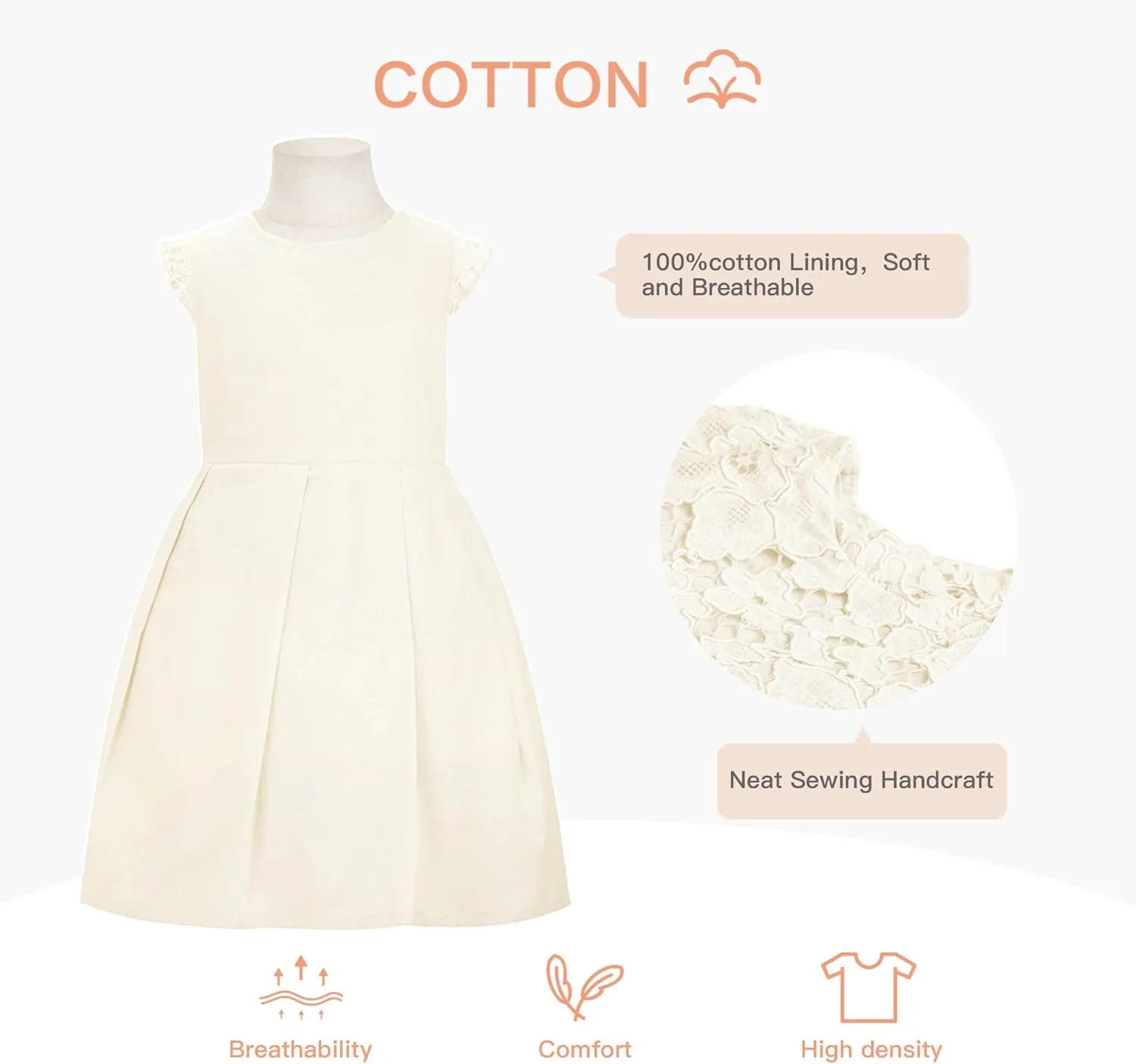 ALLOVIN Girls and Toddler Sleeveless A-Line Lace Party Dress Flower Girl Princess Dress with Beaded Bowknot 2-12 Years
