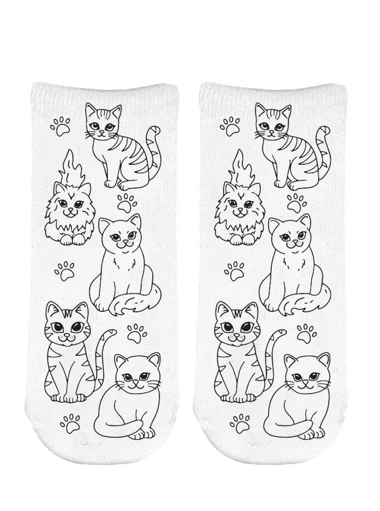 Ankle Socks - DIY Coloring Kit - Feline Friends
