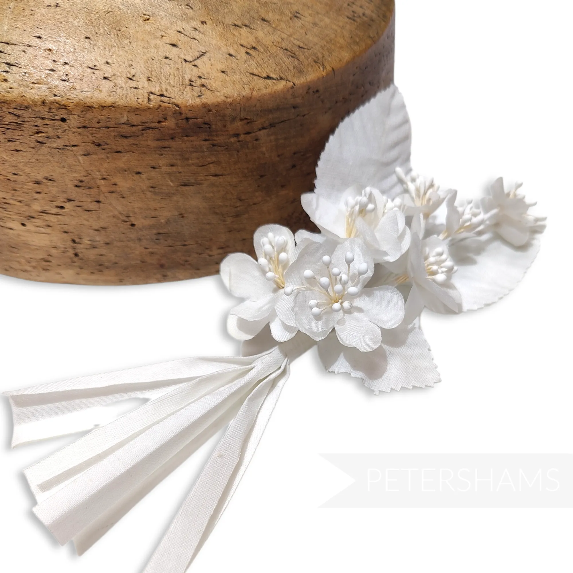 'August' Petite Silk Blossom Spray Mount with Leaves and Rolled Stems