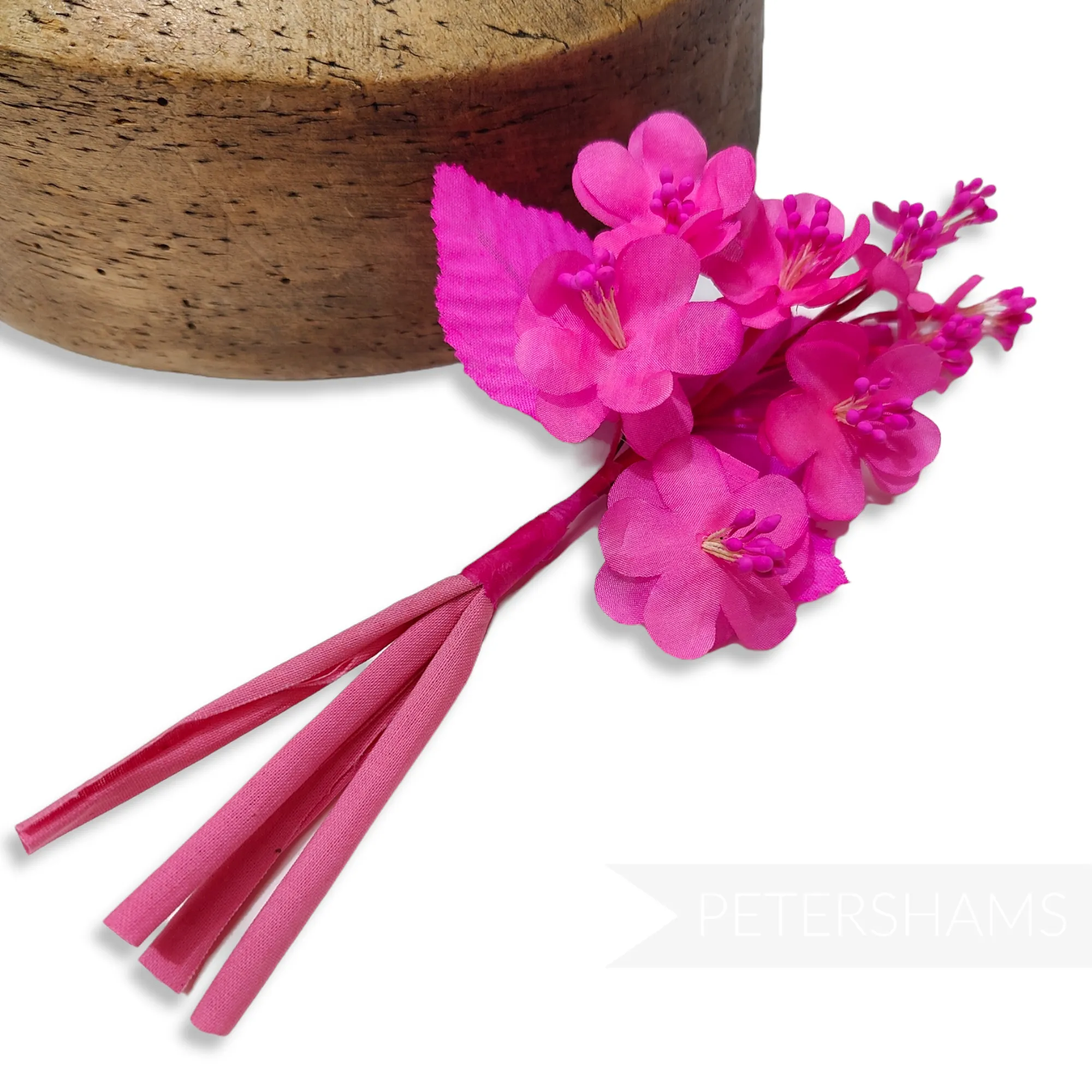'August' Petite Silk Blossom Spray Mount with Leaves and Rolled Stems
