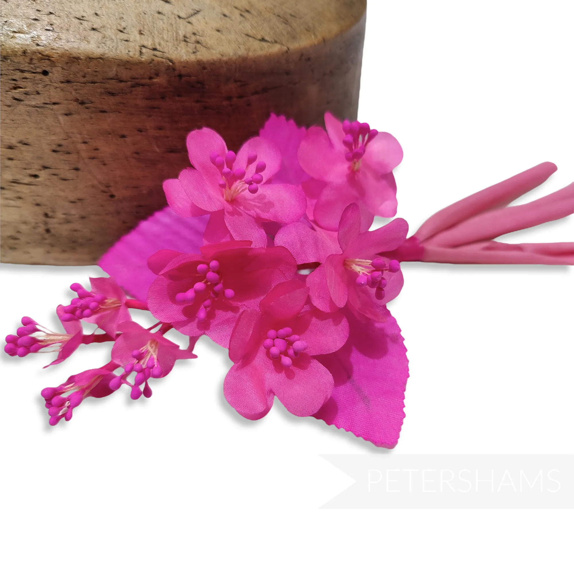 'August' Petite Silk Blossom Spray Mount with Leaves and Rolled Stems