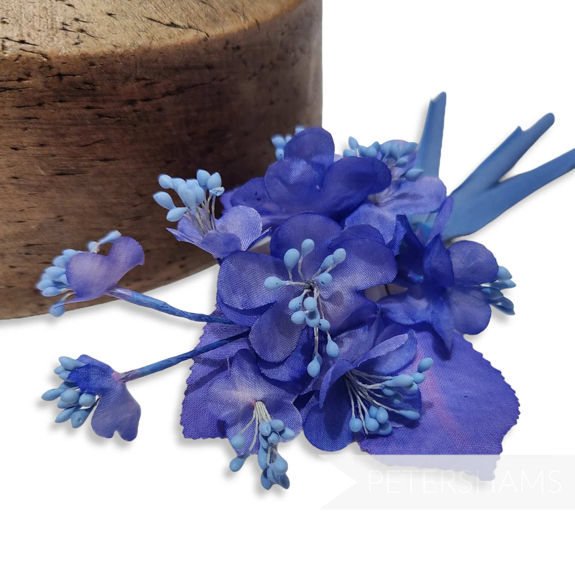 'August' Petite Silk Blossom Spray Mount with Leaves and Rolled Stems
