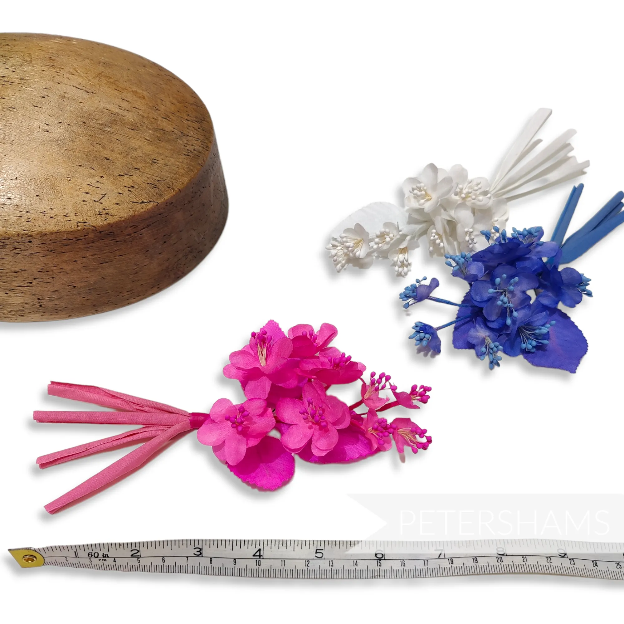 'August' Petite Silk Blossom Spray Mount with Leaves and Rolled Stems