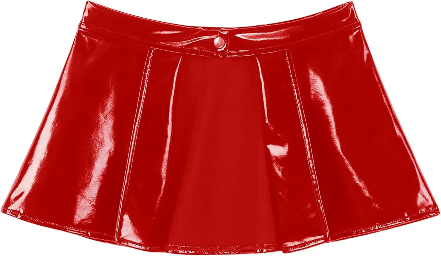 CHICTRY Latex Metallic Skirt for Women Patent Leather Open Front Sexy Pleated Mini Skater Skirt