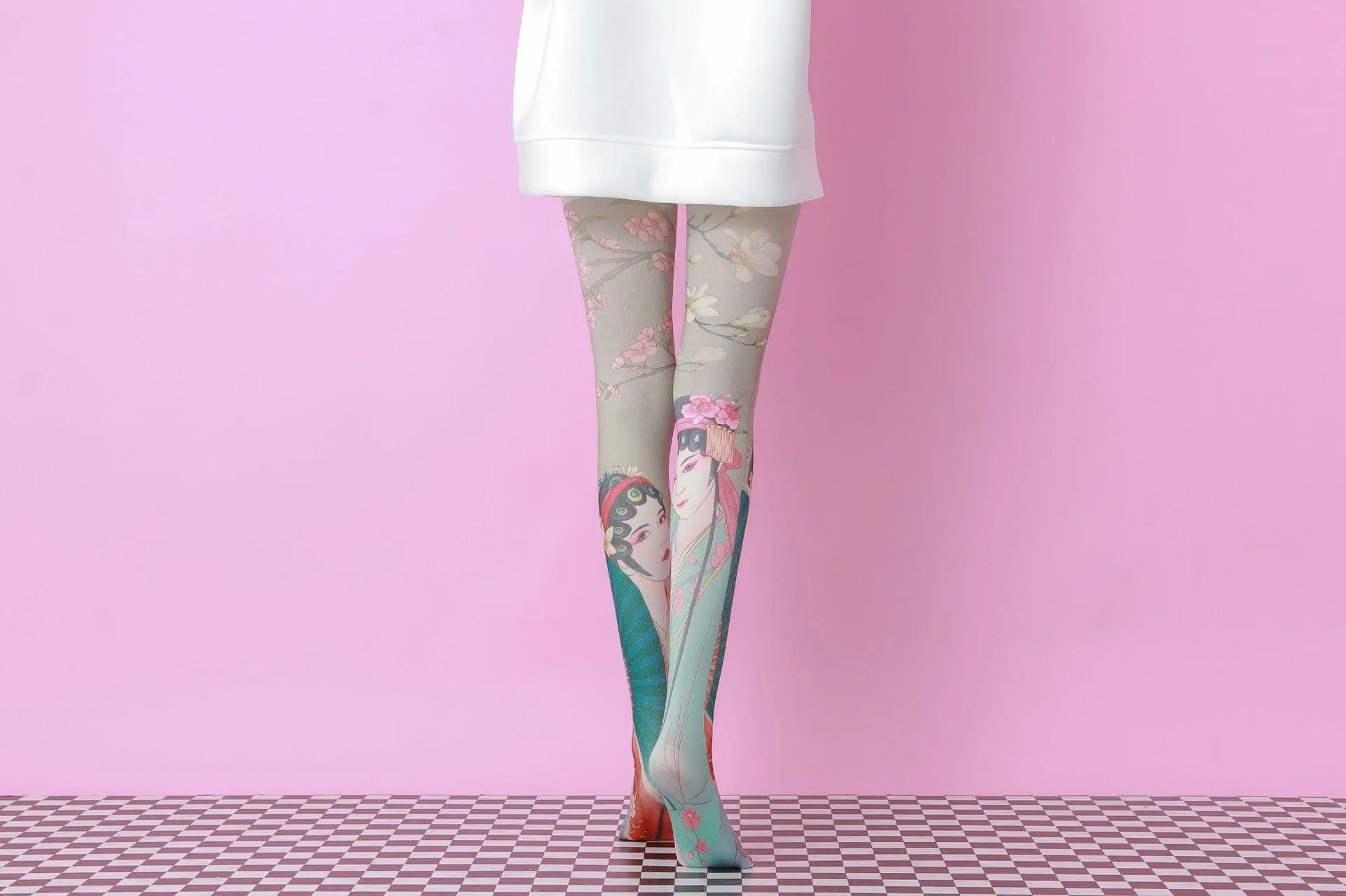Chinese Pastel Bling Harajuku Thigh High Tights