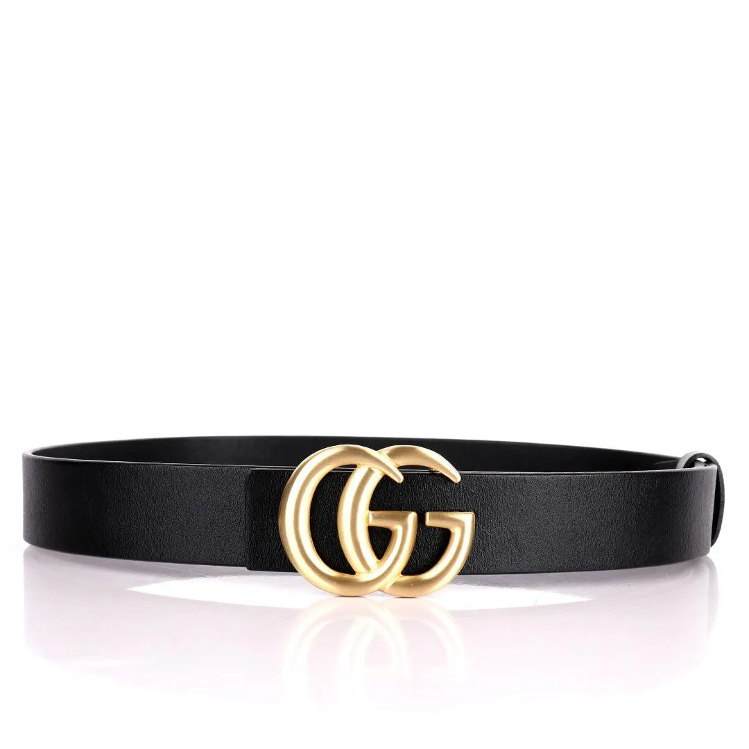 Double G Gold Designed Men's Black Genuine Leather Belt
