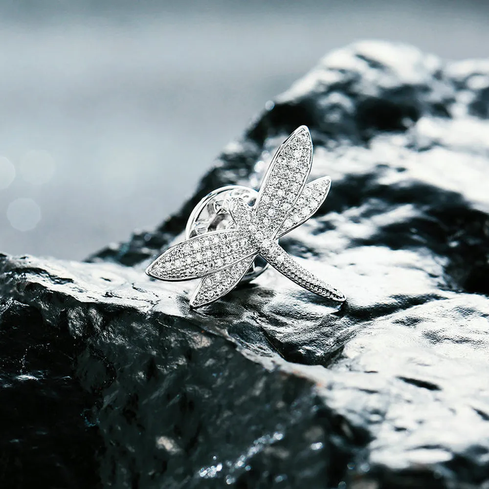 Dragonfly Crystal Clear Diamante Brooch