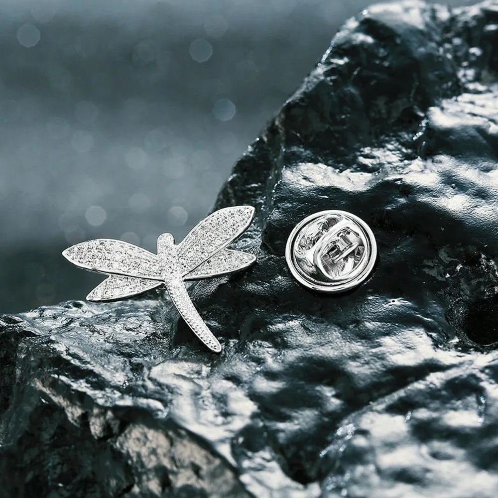 Dragonfly Crystal Clear Diamante Brooch