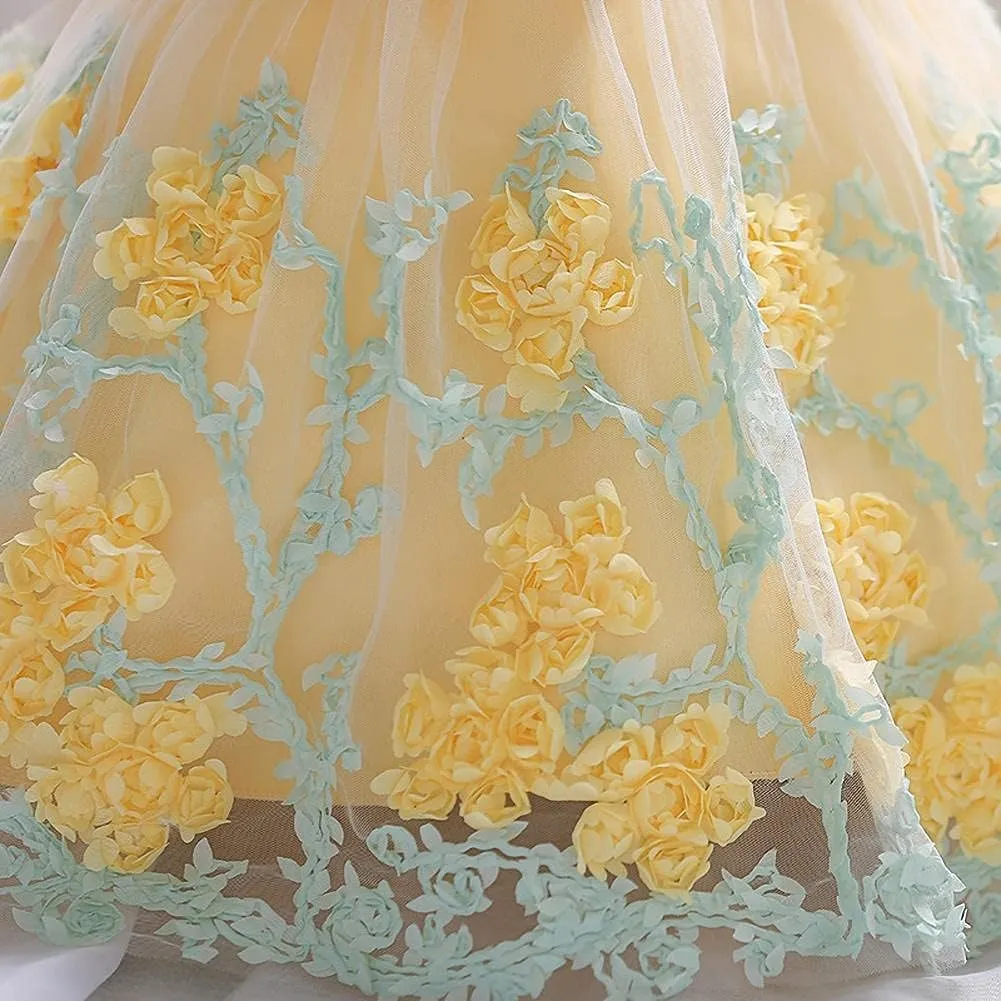 Dressy Daisy Baby Girls Wedding Flower Girl Pageant Dress Party Tulle Skirt for Special Occasion, Blue Pink Purple Yellow