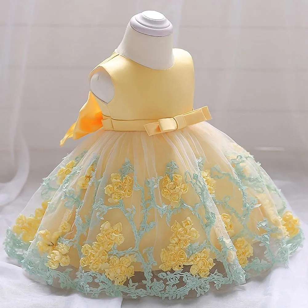 Dressy Daisy Baby Girls Wedding Flower Girl Pageant Dress Party Tulle Skirt for Special Occasion, Blue Pink Purple Yellow