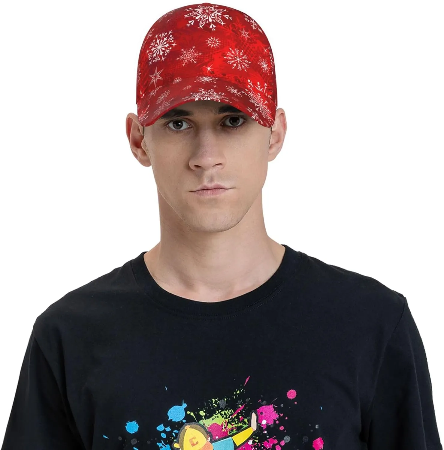 Funny Christmas Baseball Cap Adjustable Hat Xmas Snowflake Red Plaid Sun Cap for Men Women