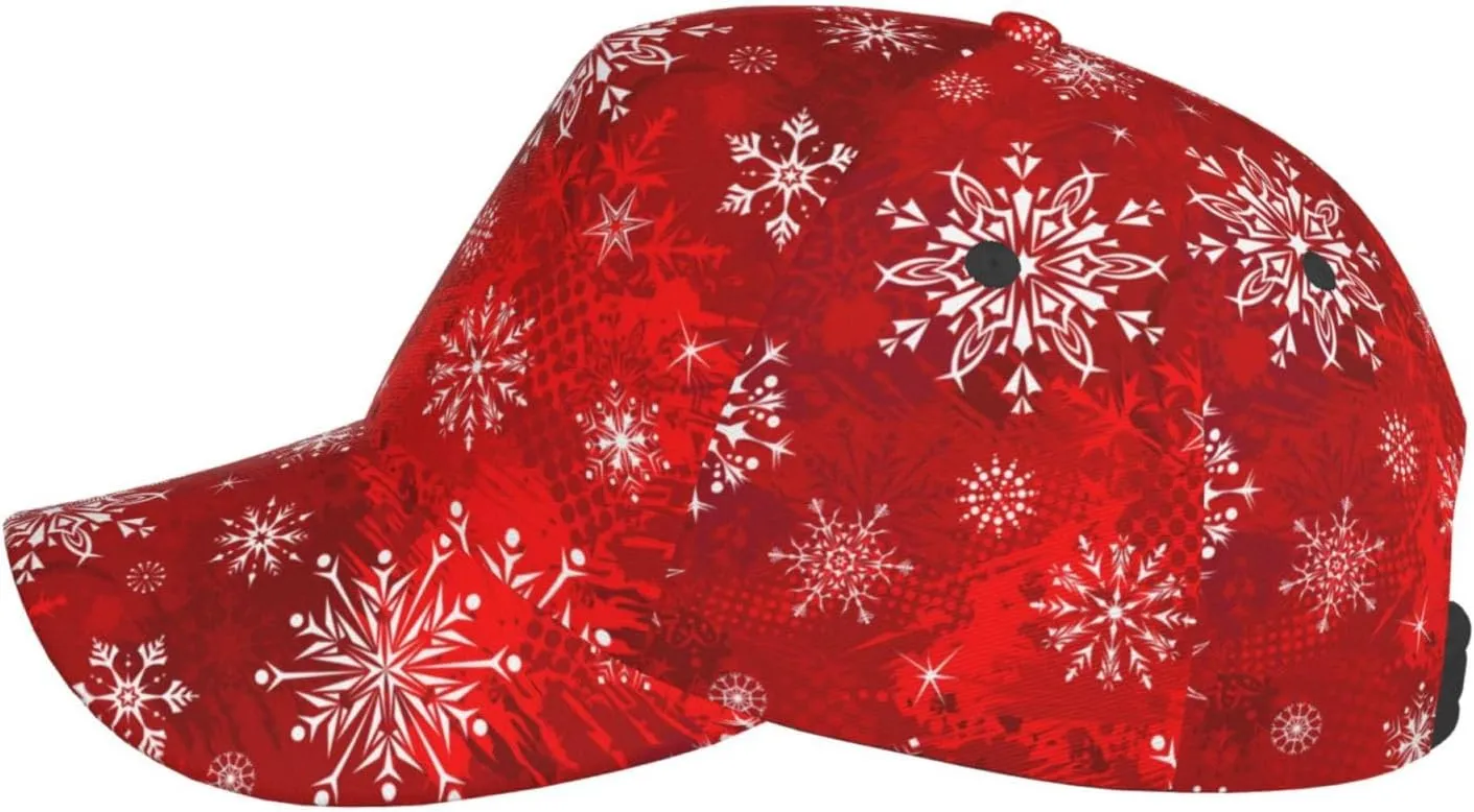 Funny Christmas Baseball Cap Adjustable Hat Xmas Snowflake Red Plaid Sun Cap for Men Women