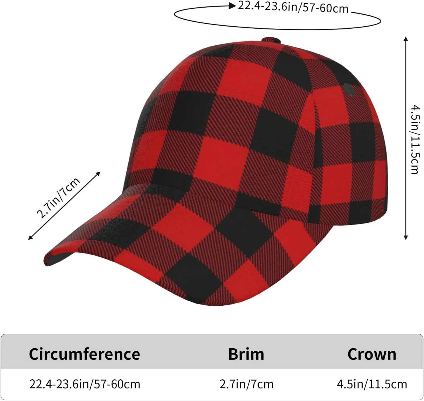 Funny Christmas Baseball Cap Adjustable Hat Xmas Snowflake Red Plaid Sun Cap for Men Women