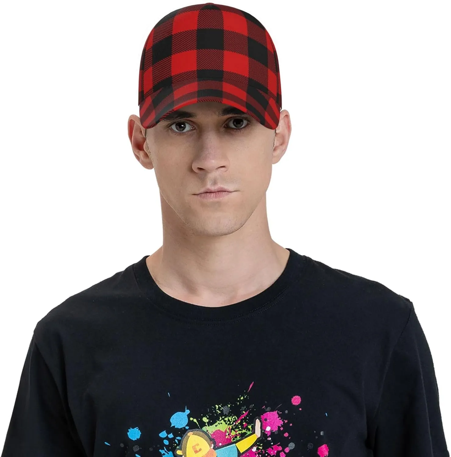 Funny Christmas Baseball Cap Adjustable Hat Xmas Snowflake Red Plaid Sun Cap for Men Women