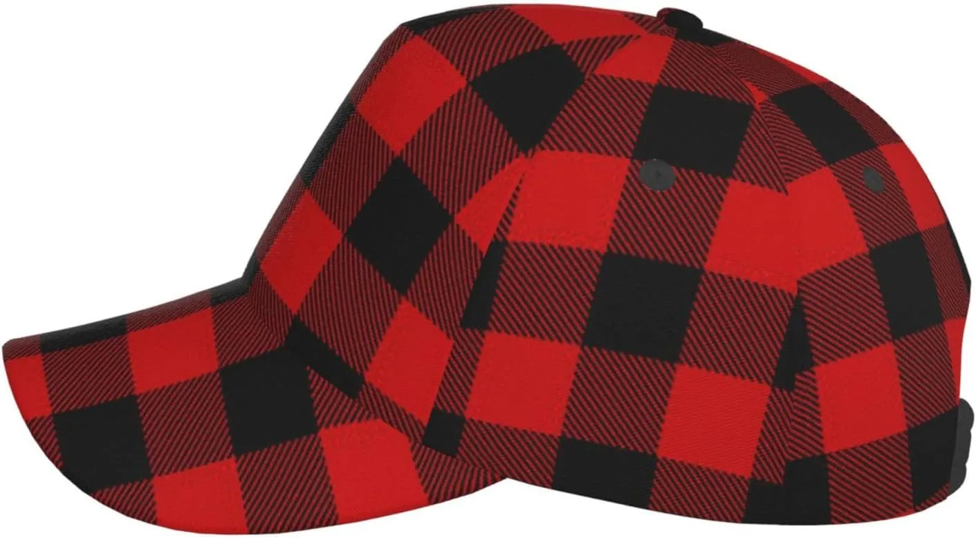Funny Christmas Baseball Cap Adjustable Hat Xmas Snowflake Red Plaid Sun Cap for Men Women