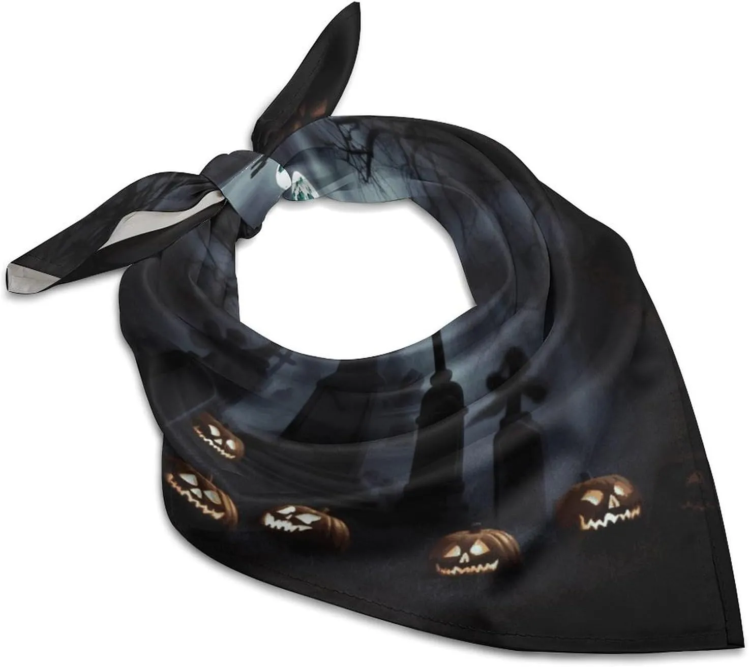 Gothic Happy Halloween Silk Scarf Fashion Satin Head Scarf Lightweight Head Scarves for Neck Silk Scarves for Women Men Boho Hair Wrap Sleeping Kerchief Bandanas Pocket Square 25" X 25"