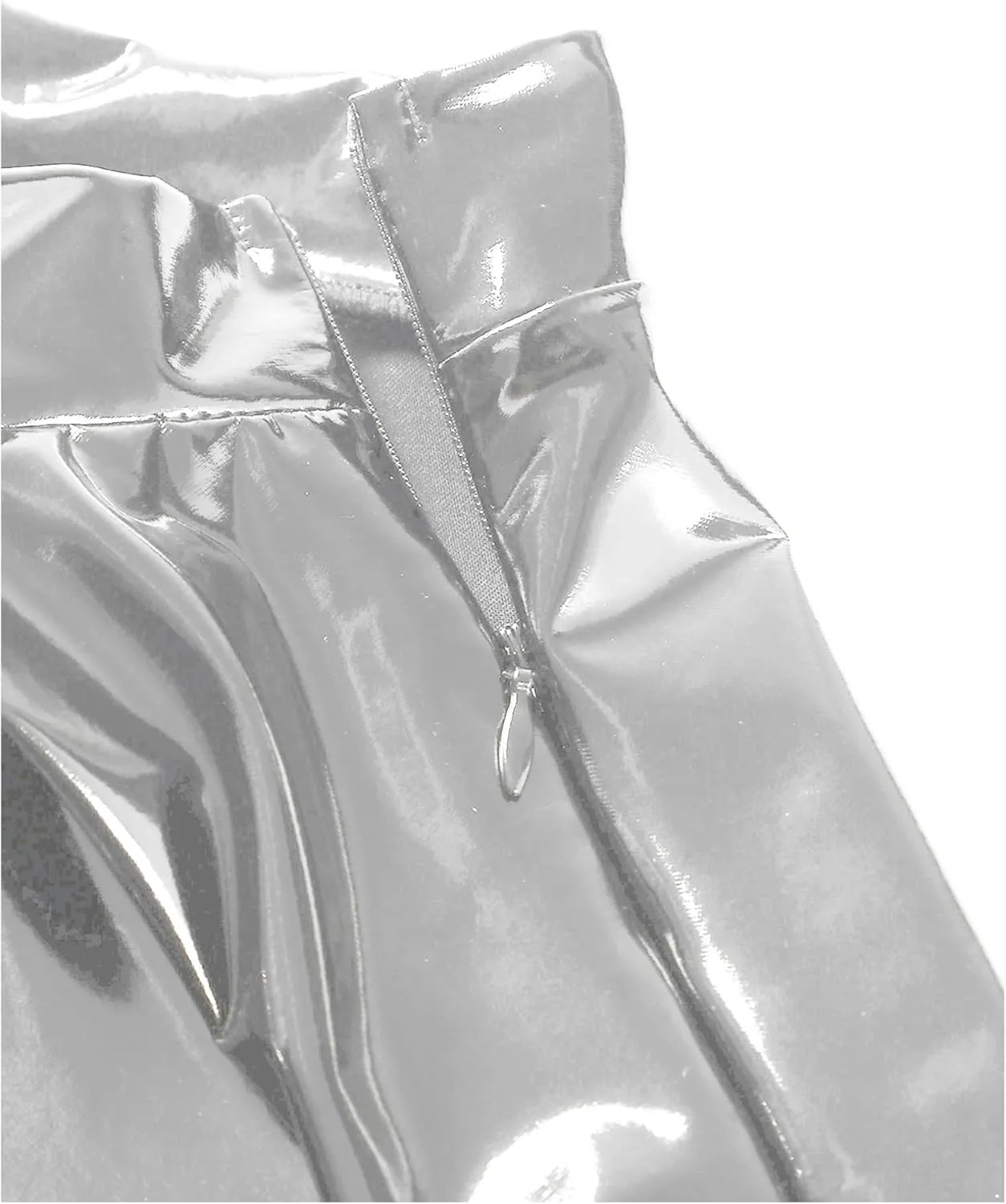 Hularka Women's Shiny Patent Leather Pleated Mini Skirt Wet Look High Waist Pleated Flared Skirts