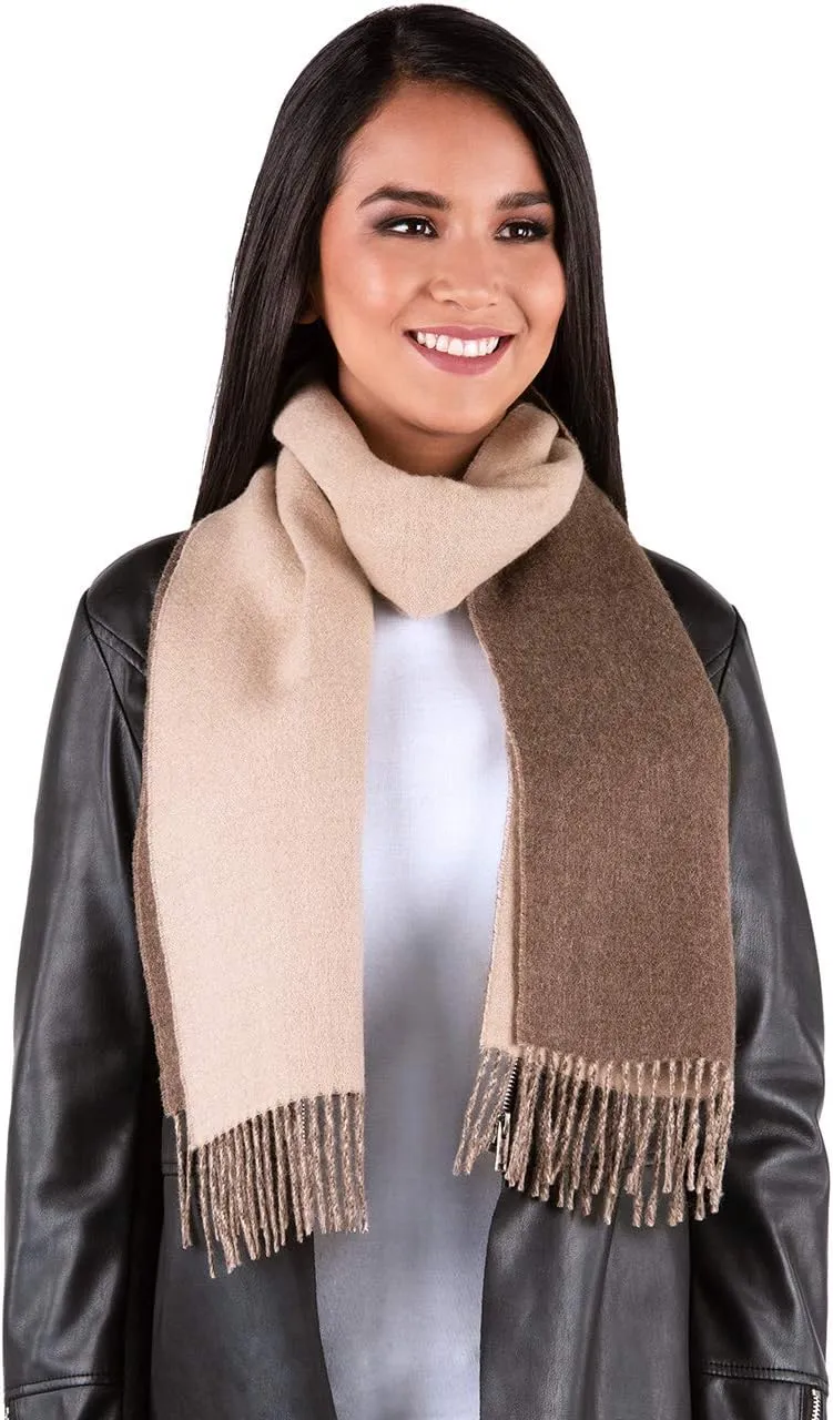 Inca Fashions - Alpaca Wool Scarf - 100% Pure Baby Alpaca - Double Sided Reversible Contrast Scarf