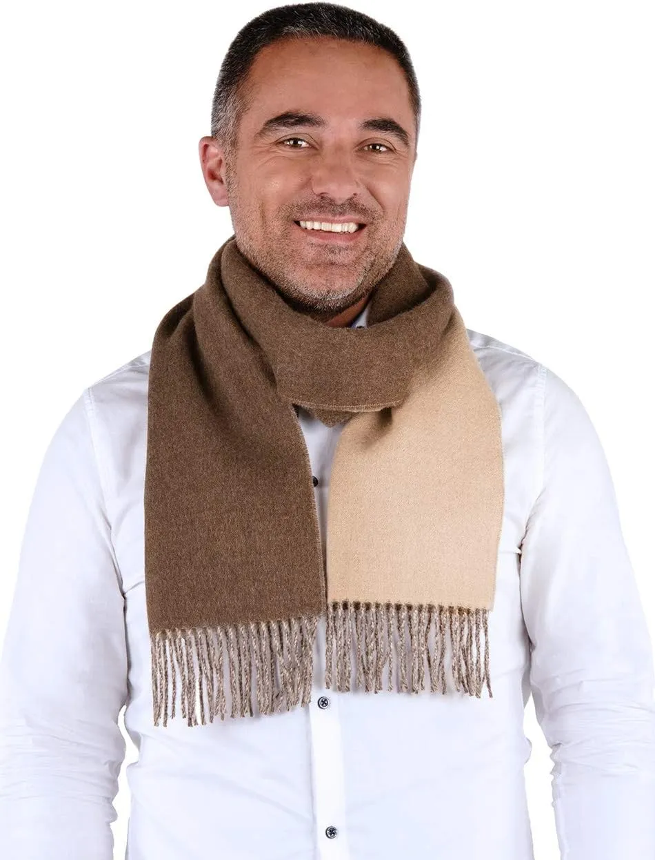 Inca Fashions - Alpaca Wool Scarf - 100% Pure Baby Alpaca - Double Sided Reversible Contrast Scarf