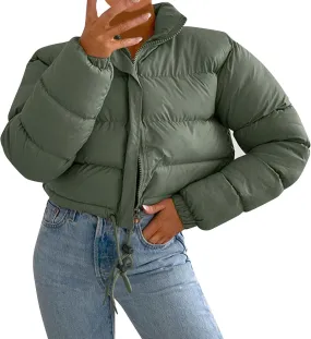 iQKA Women Men Camo Down Jacket Unisex Long Sleeve Glossy Camouflage Zipper Coat with Pockets Oversized Puffer Jackets S-5XL