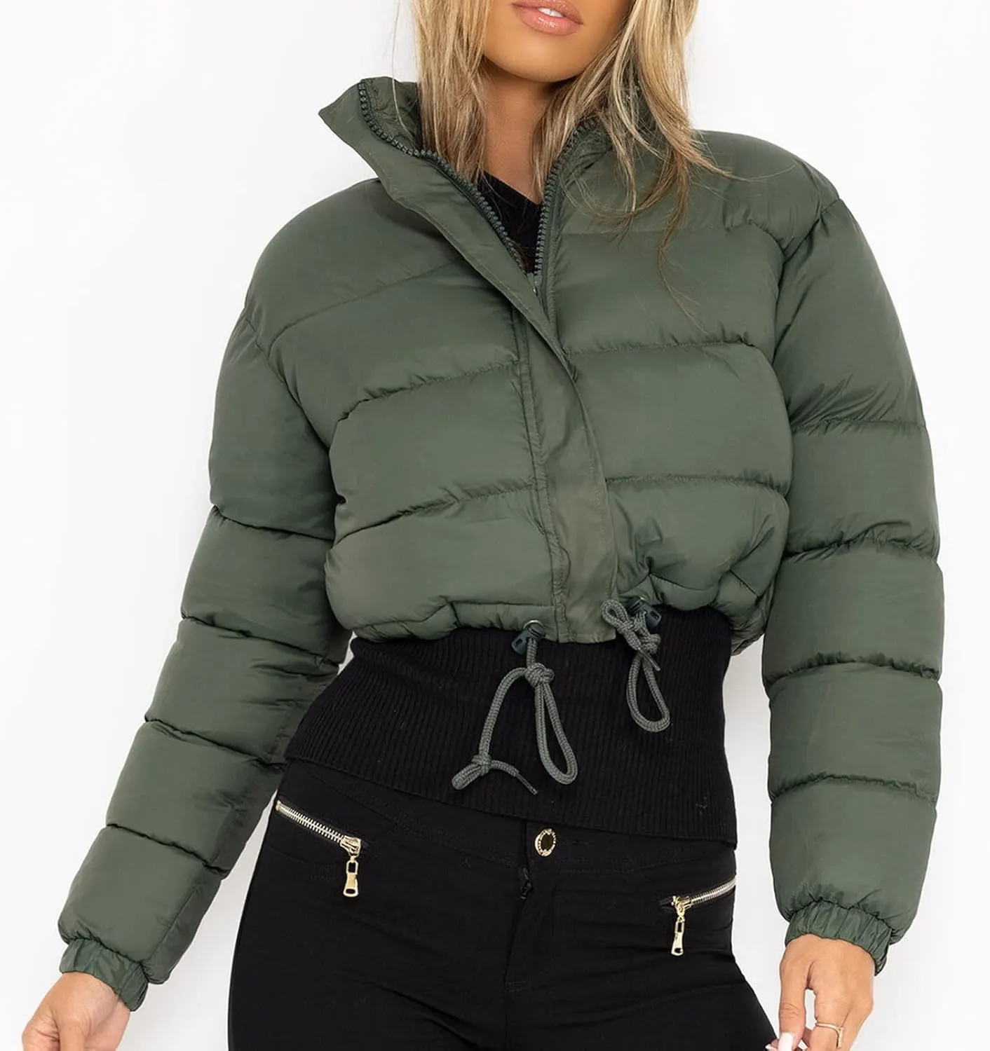 iQKA Women Men Camo Down Jacket Unisex Long Sleeve Glossy Camouflage Zipper Coat with Pockets Oversized Puffer Jackets S-5XL