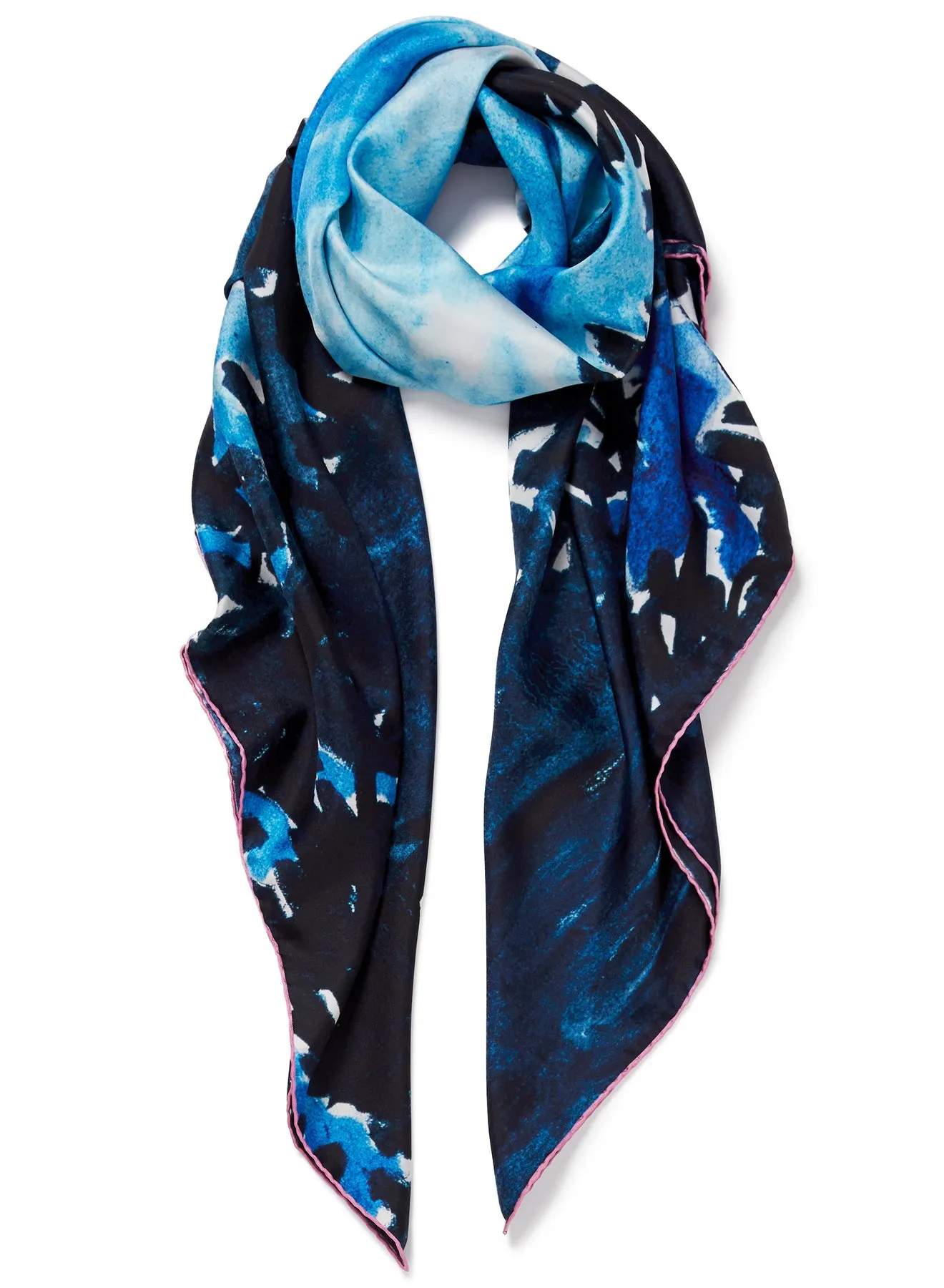 JANECARR X ZHANG ENLI BLUE TREE SQUARE - Printed silk twill scarf