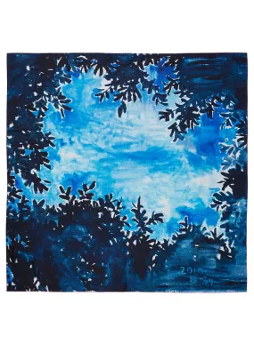 JANECARR X ZHANG ENLI BLUE TREE SQUARE - Printed silk twill scarf