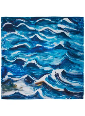 JANECARR X ZHANG ENLI WAVES SQUARE - Printed silk twill scarf