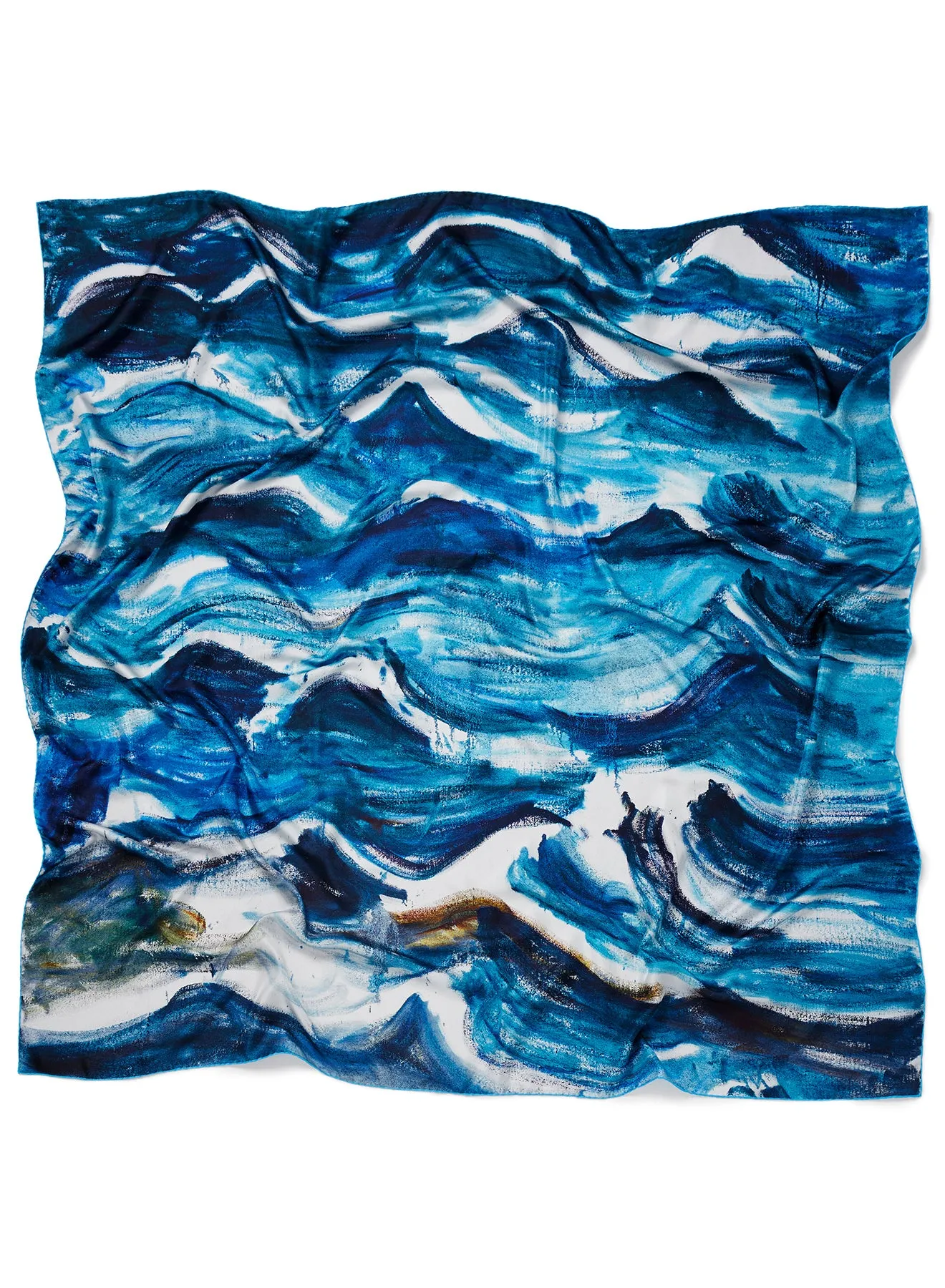 JANECARR X ZHANG ENLI WAVES SQUARE - Printed silk twill scarf