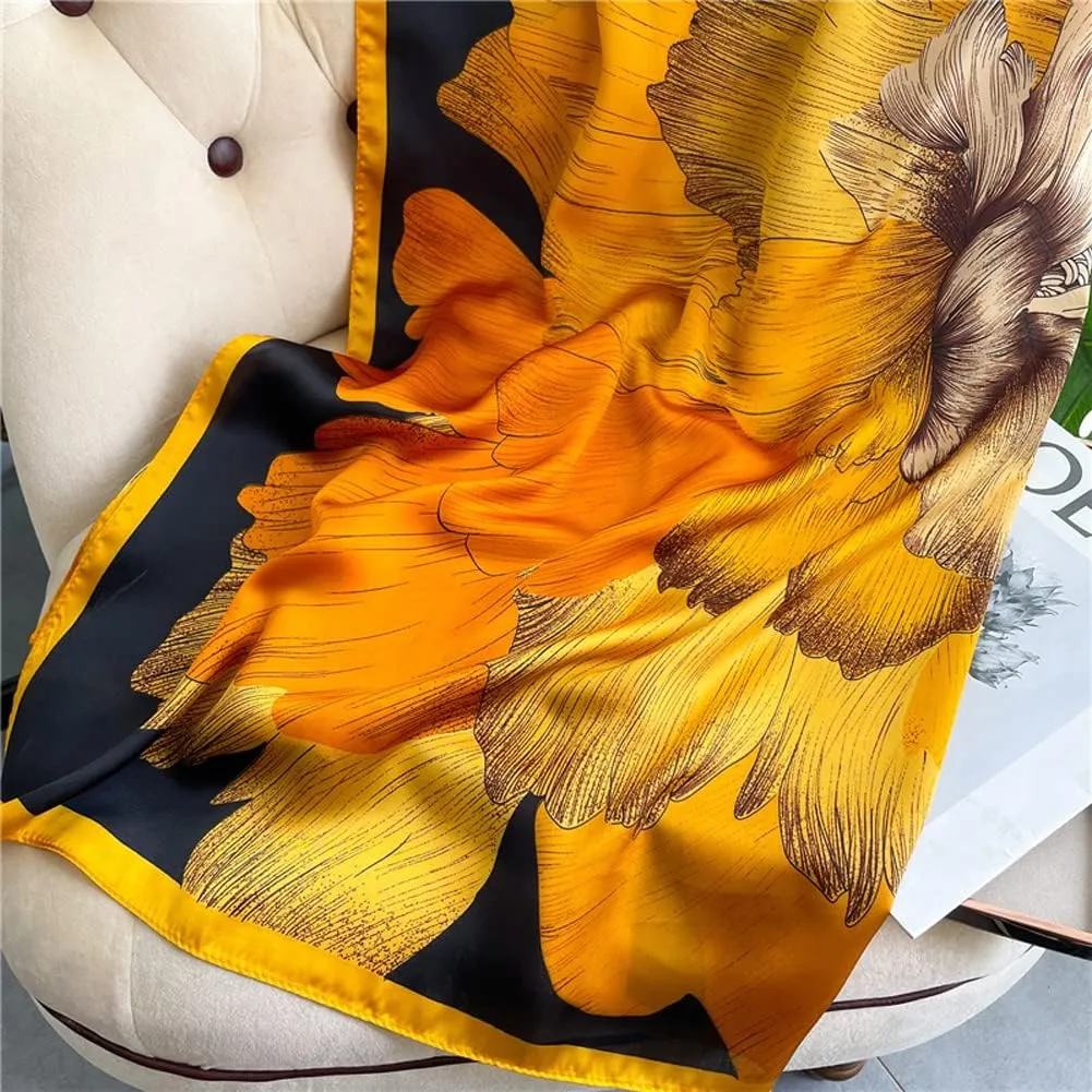 K-Elewon Large Square Scarf 43" Silk Scarf Fashion Scarves Silk Feeling Hair Wrapping Scarfs Night Sleeping Headscarf