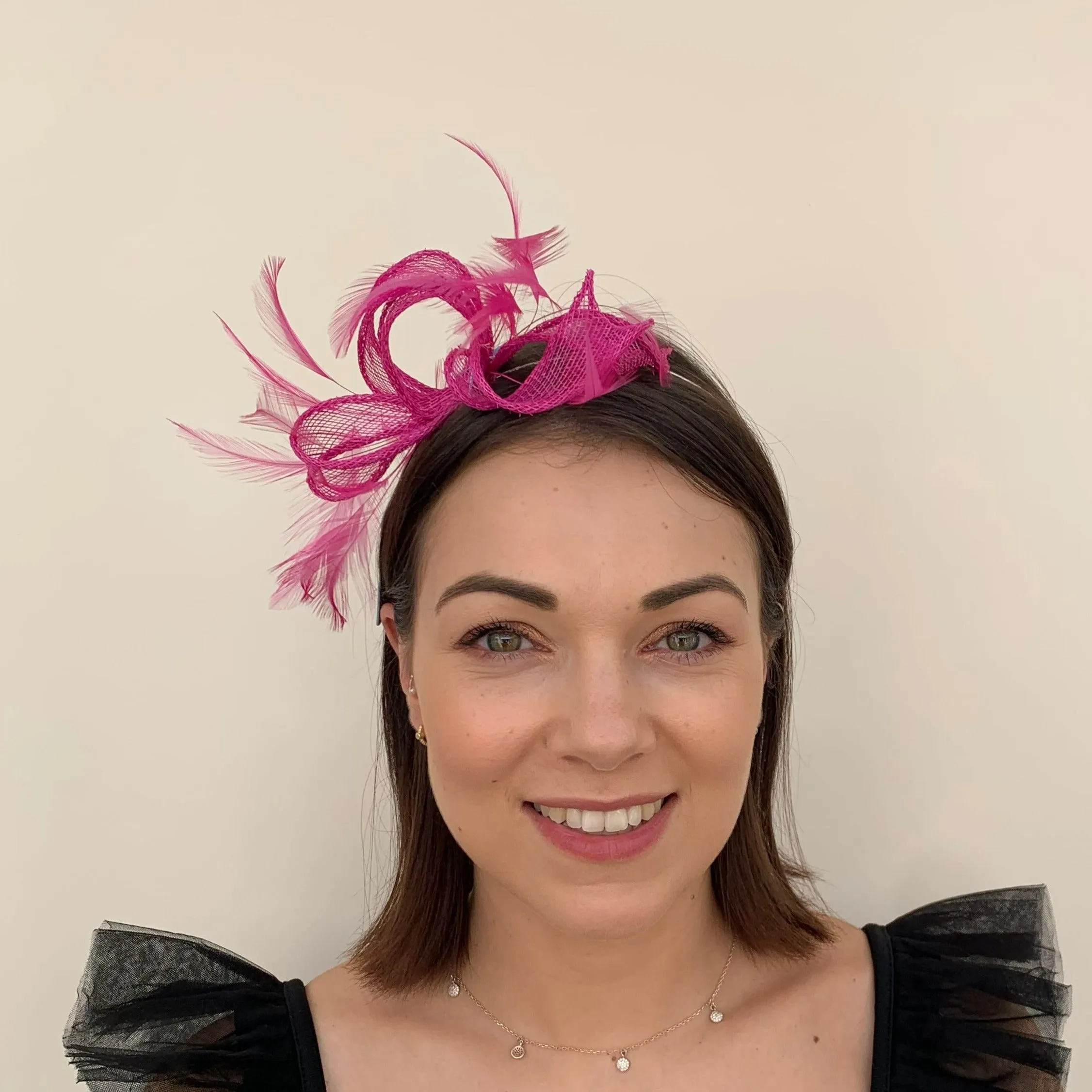 Max and Ellie AF5 Small Fascinator on Headband in Pinks