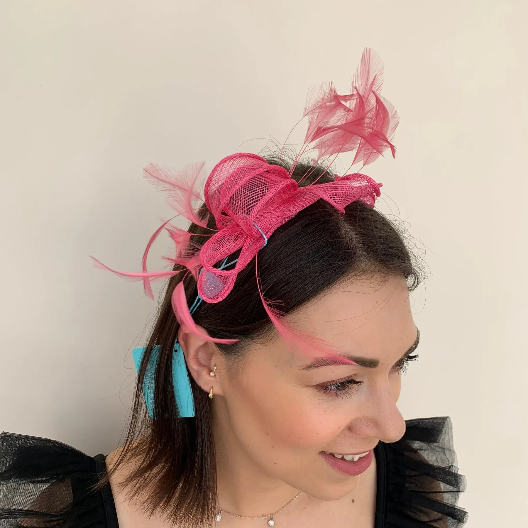 Max and Ellie AF5 Small Fascinator on Headband in Pinks