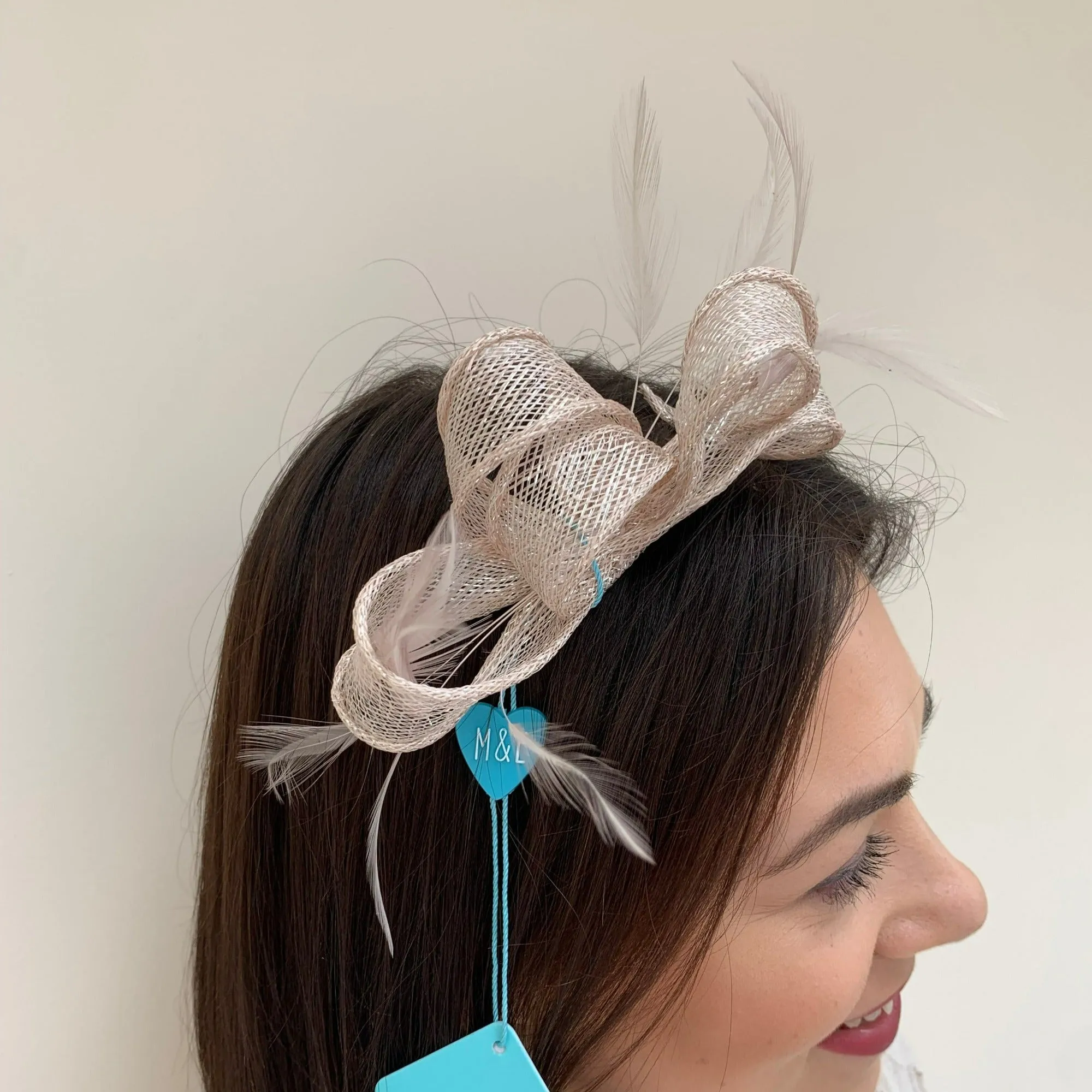 Max and Ellie AF5 Small Fascinator on Headband in Pinks