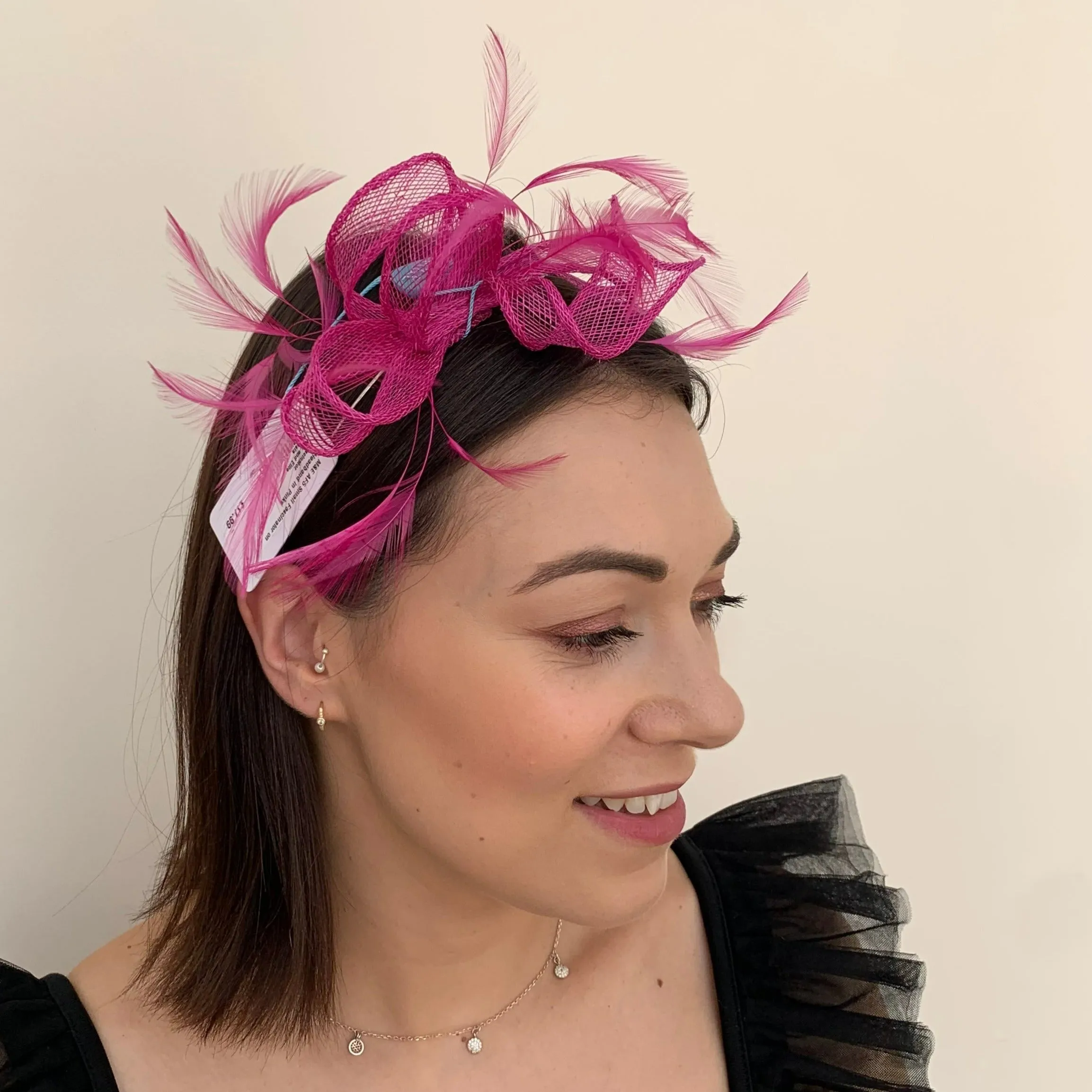 Max and Ellie AF5 Small Fascinator on Headband in Pinks
