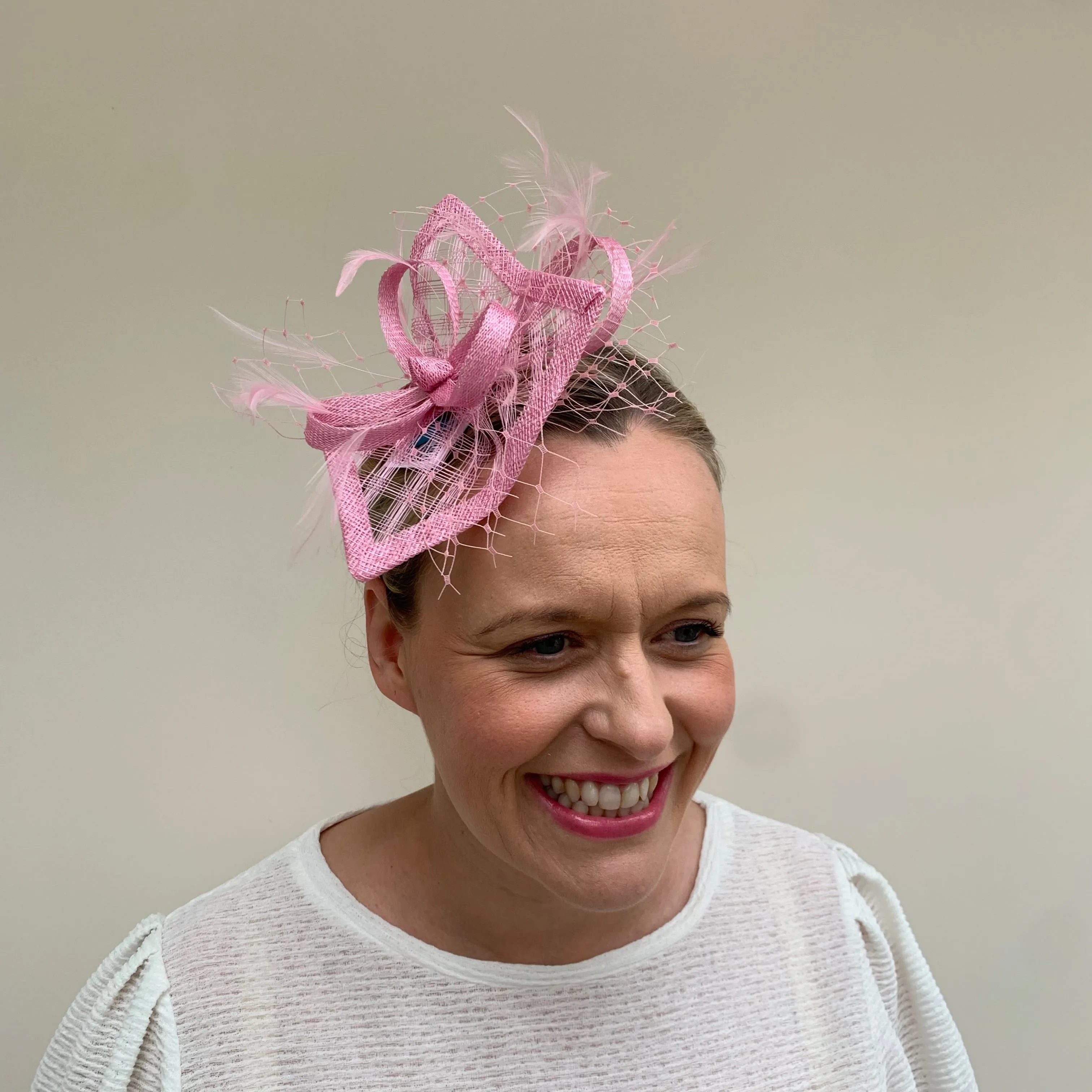 Max and Ellie HF1 Small Fascinator on Headband in Pinks