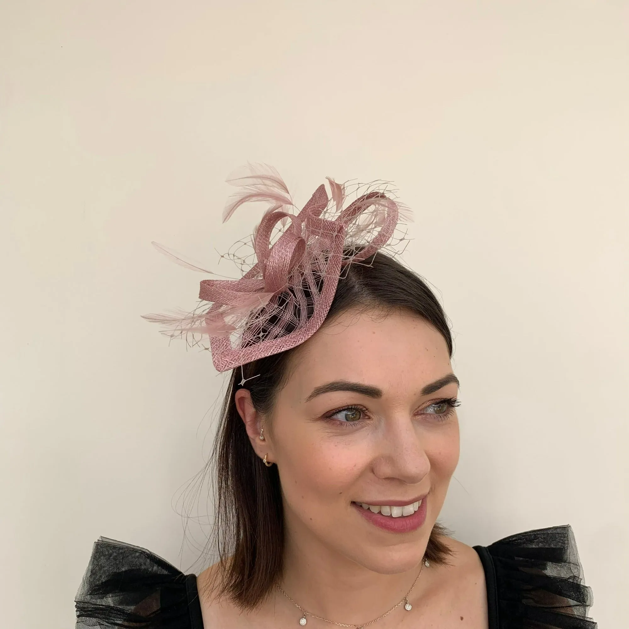Max and Ellie HF1 Small Fascinator on Headband in Pinks