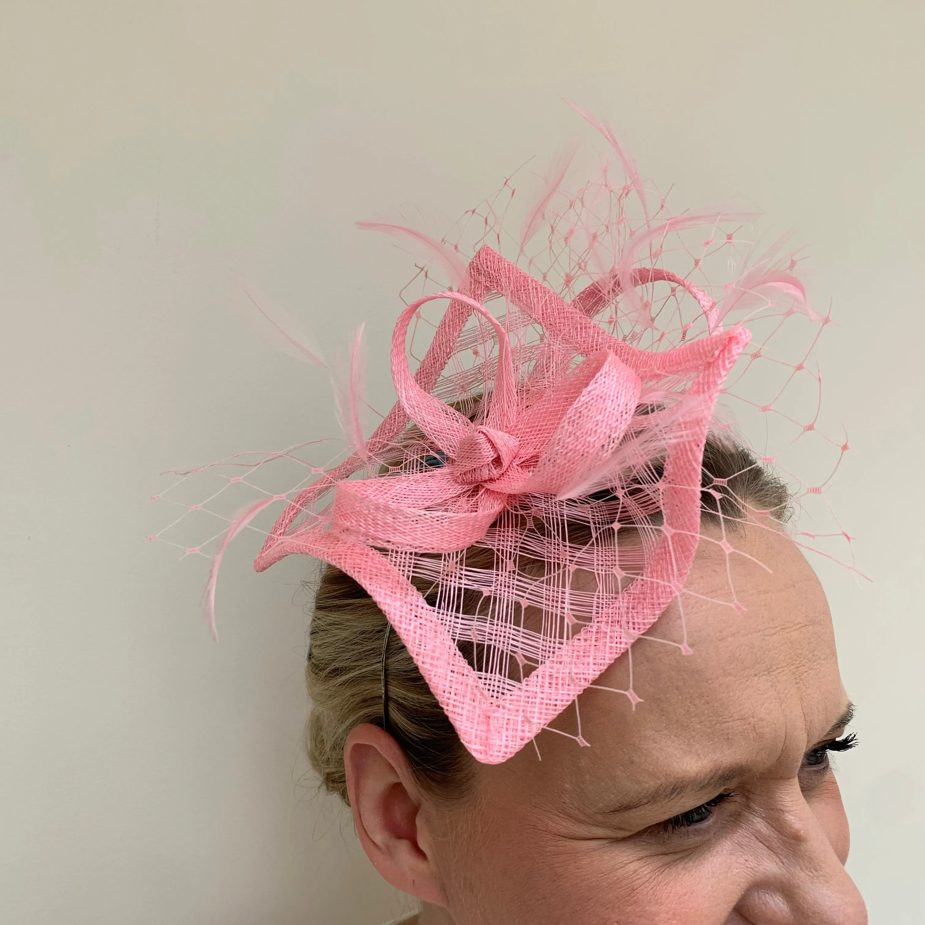 Max and Ellie HF1 Small Fascinator on Headband in Pinks