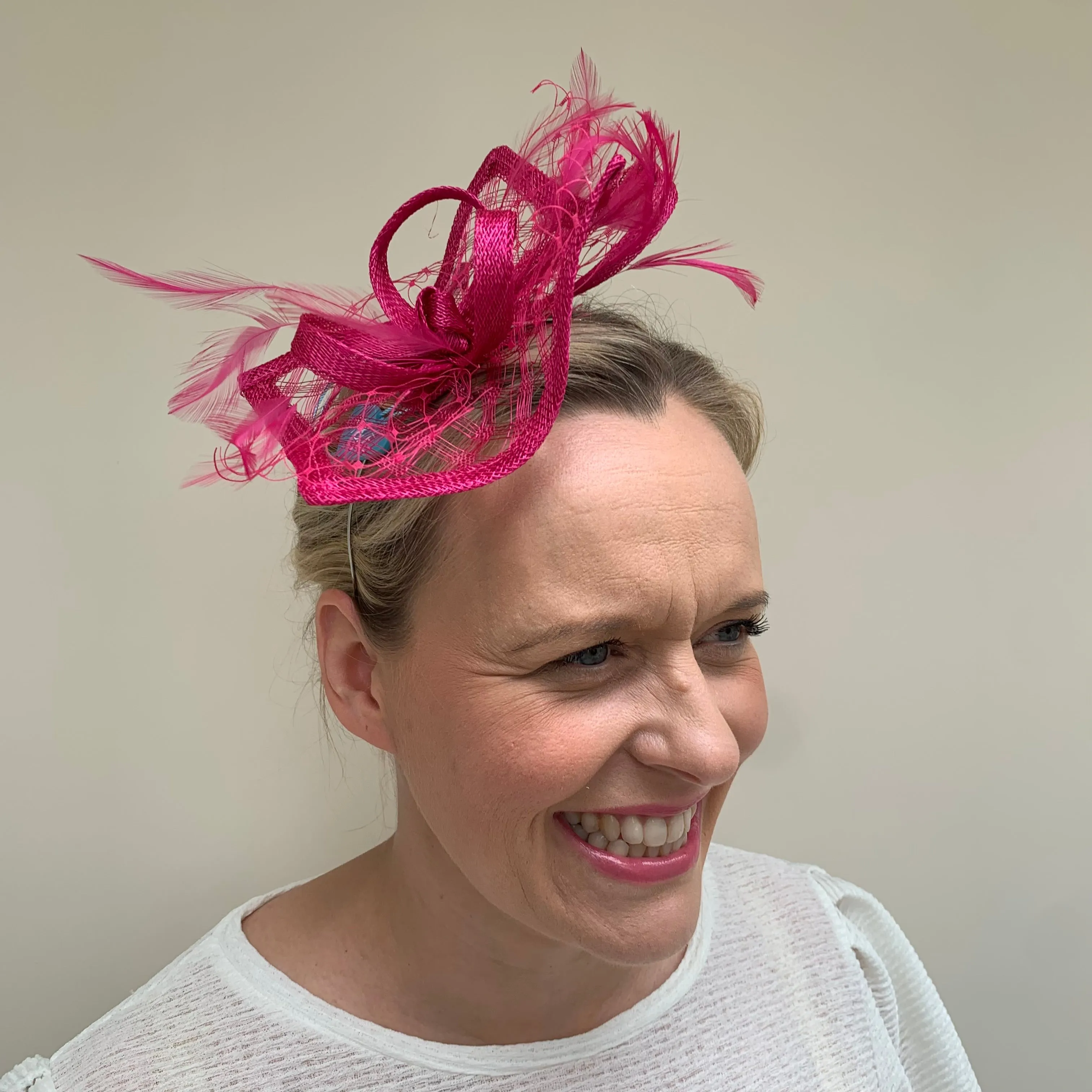 Max and Ellie HF1 Small Fascinator on Headband in Pinks