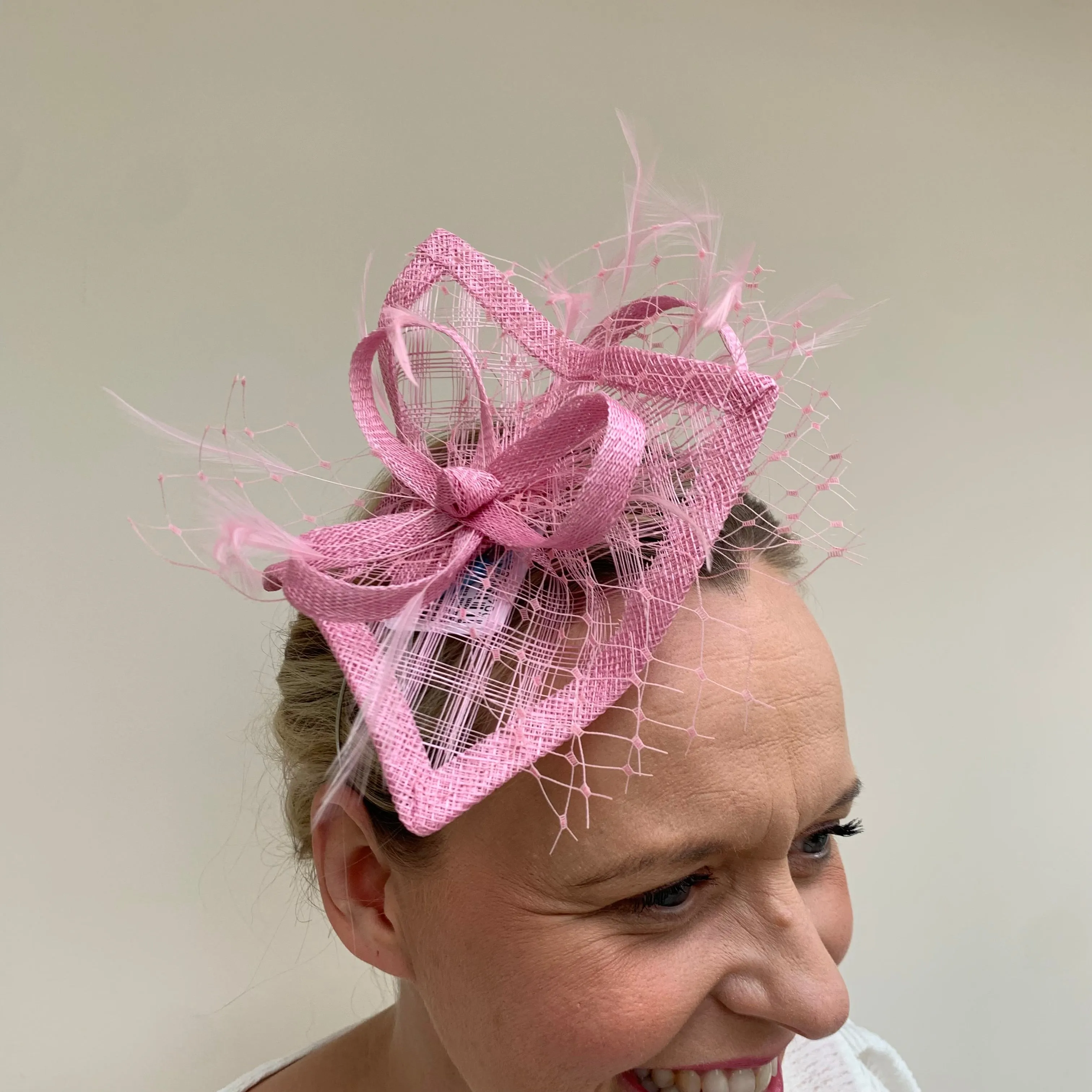 Max and Ellie HF1 Small Fascinator on Headband in Pinks