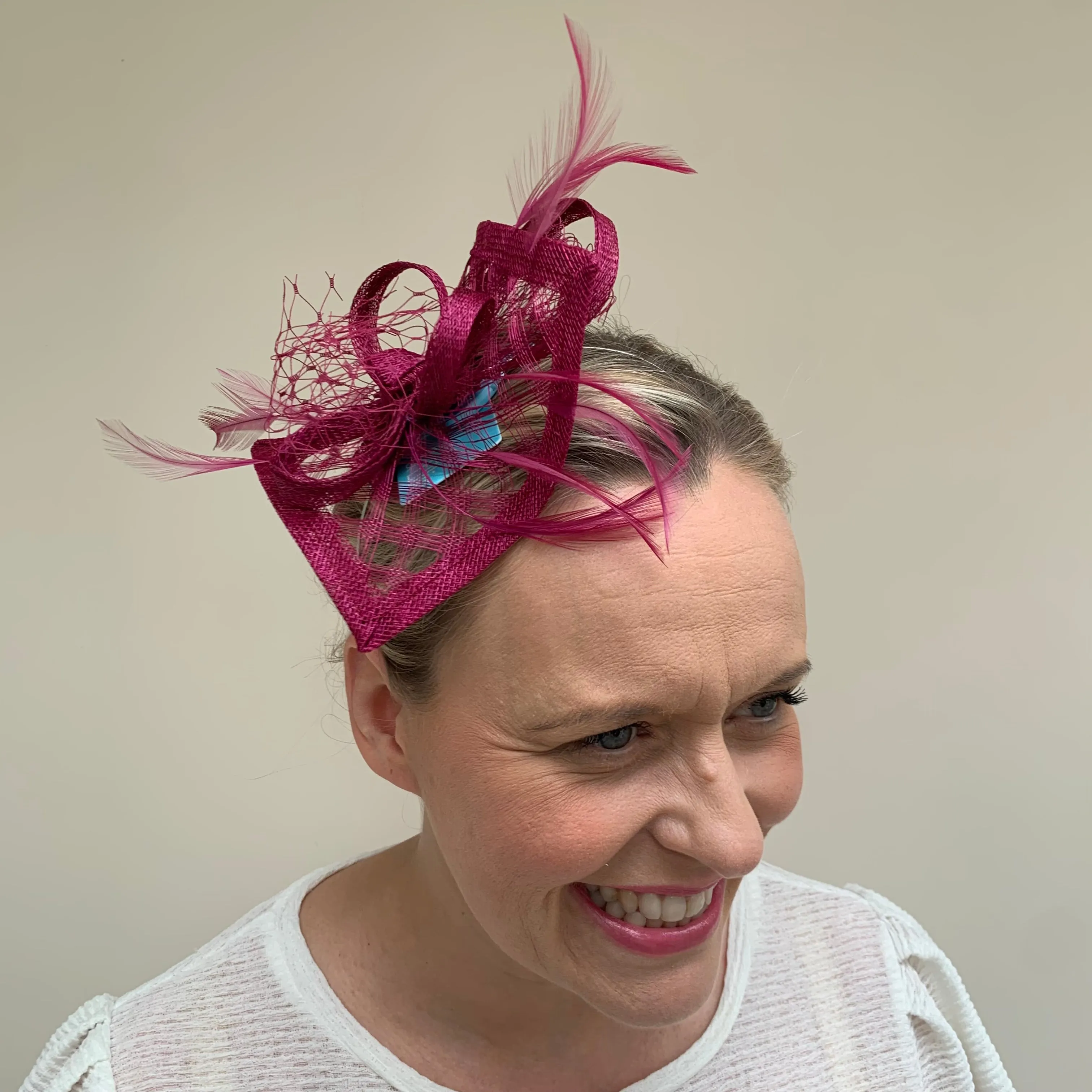 Max and Ellie HF1 Small Fascinator on Headband in Pinks