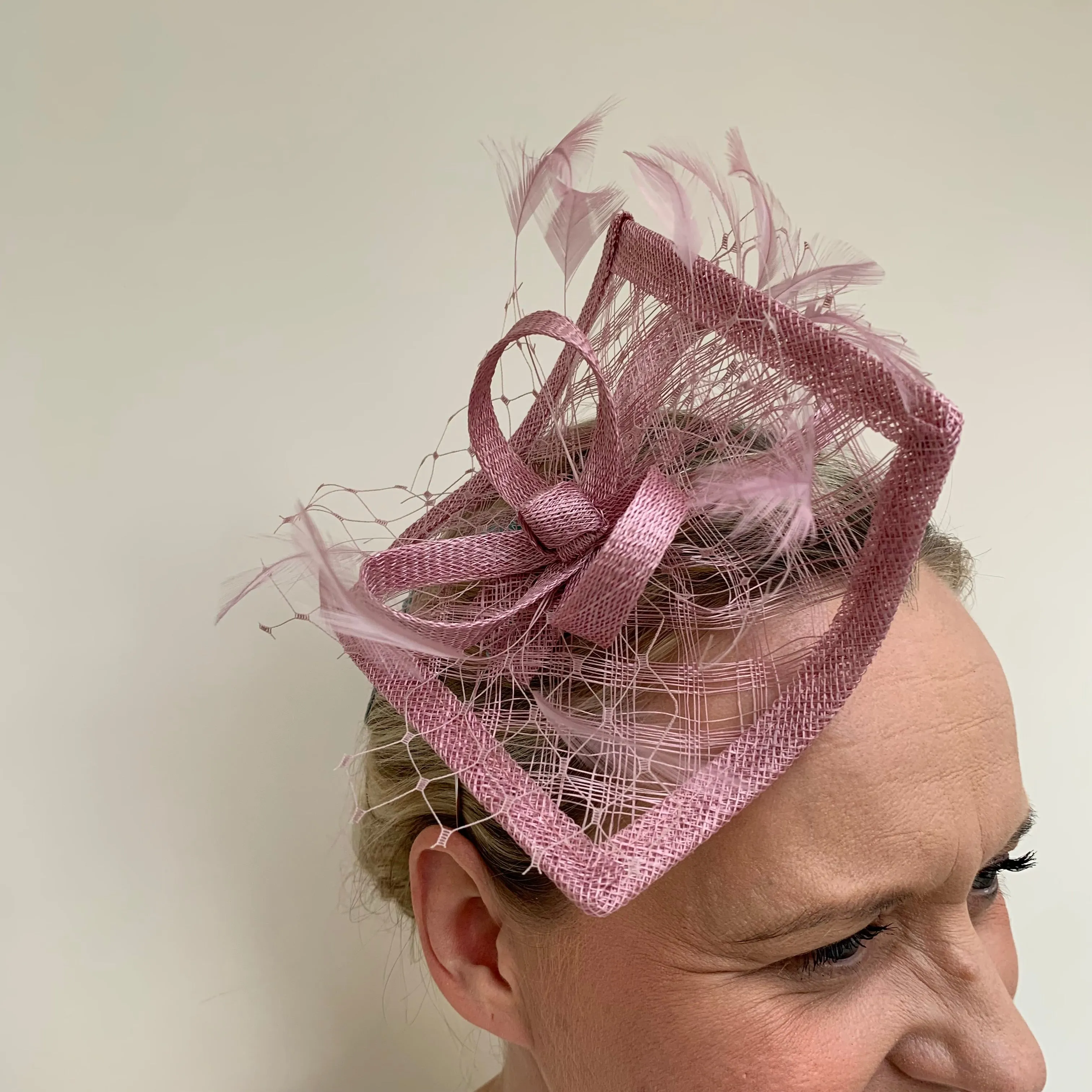 Max and Ellie HF1 Small Fascinator on Headband in Pinks
