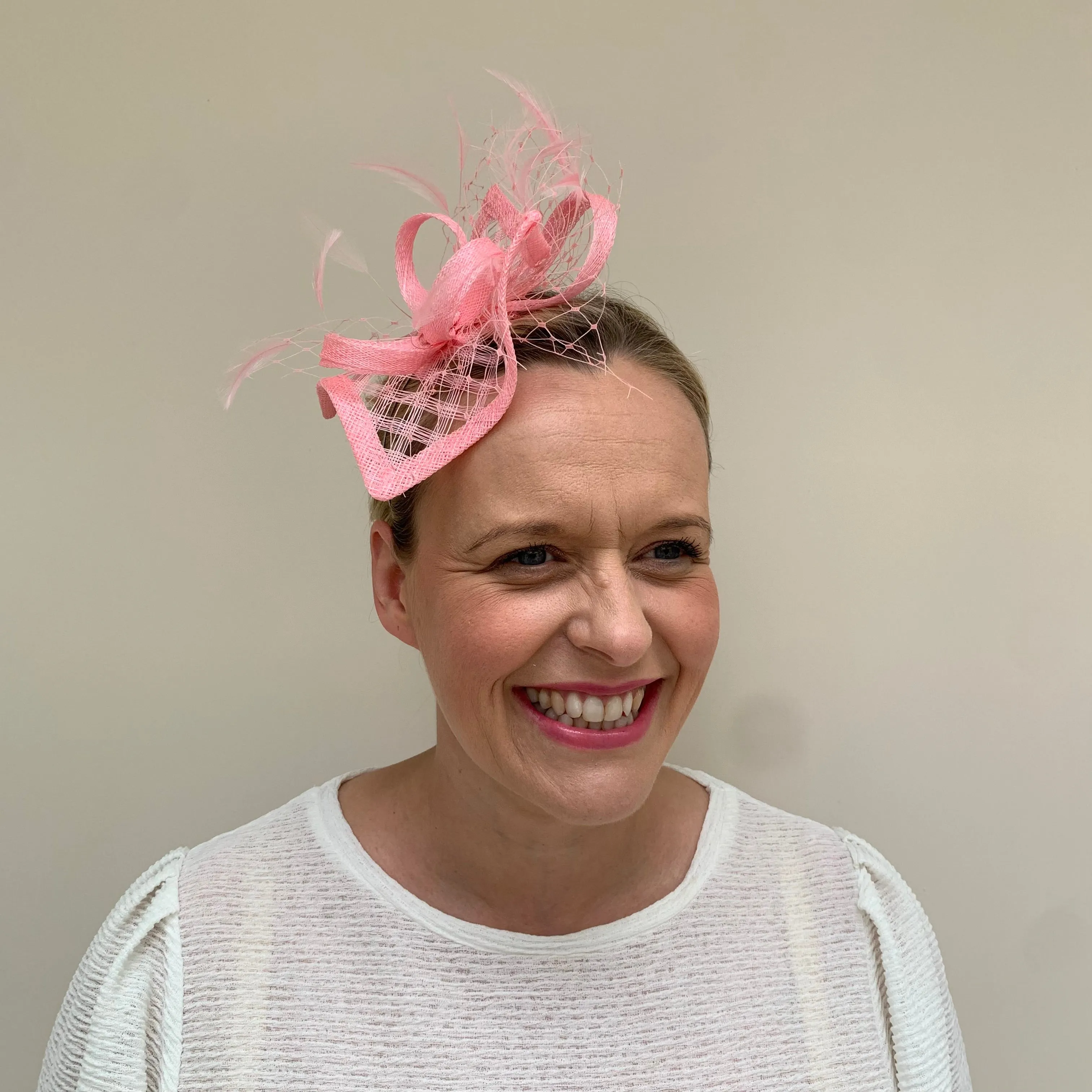 Max and Ellie HF1 Small Fascinator on Headband in Pinks
