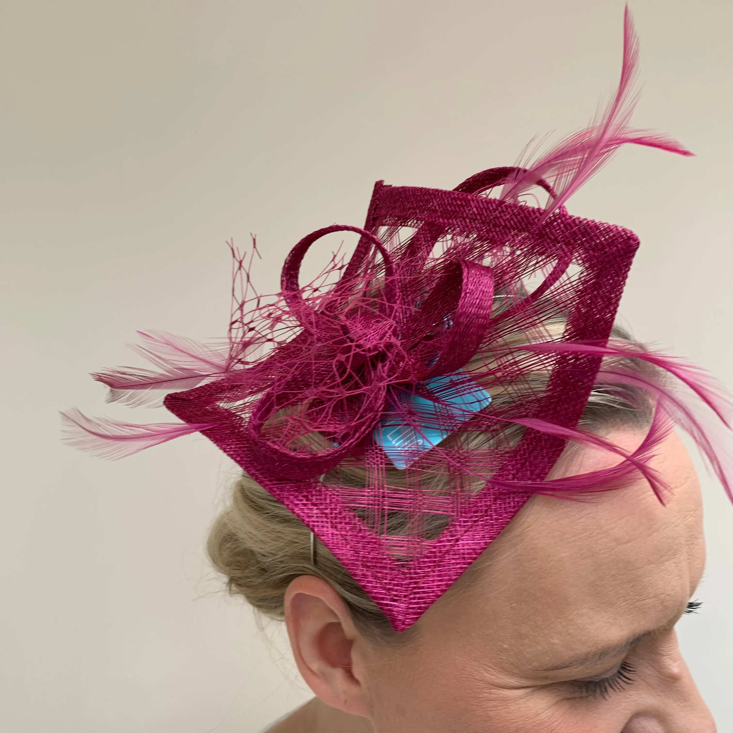 Max and Ellie HF1 Small Fascinator on Headband in Pinks