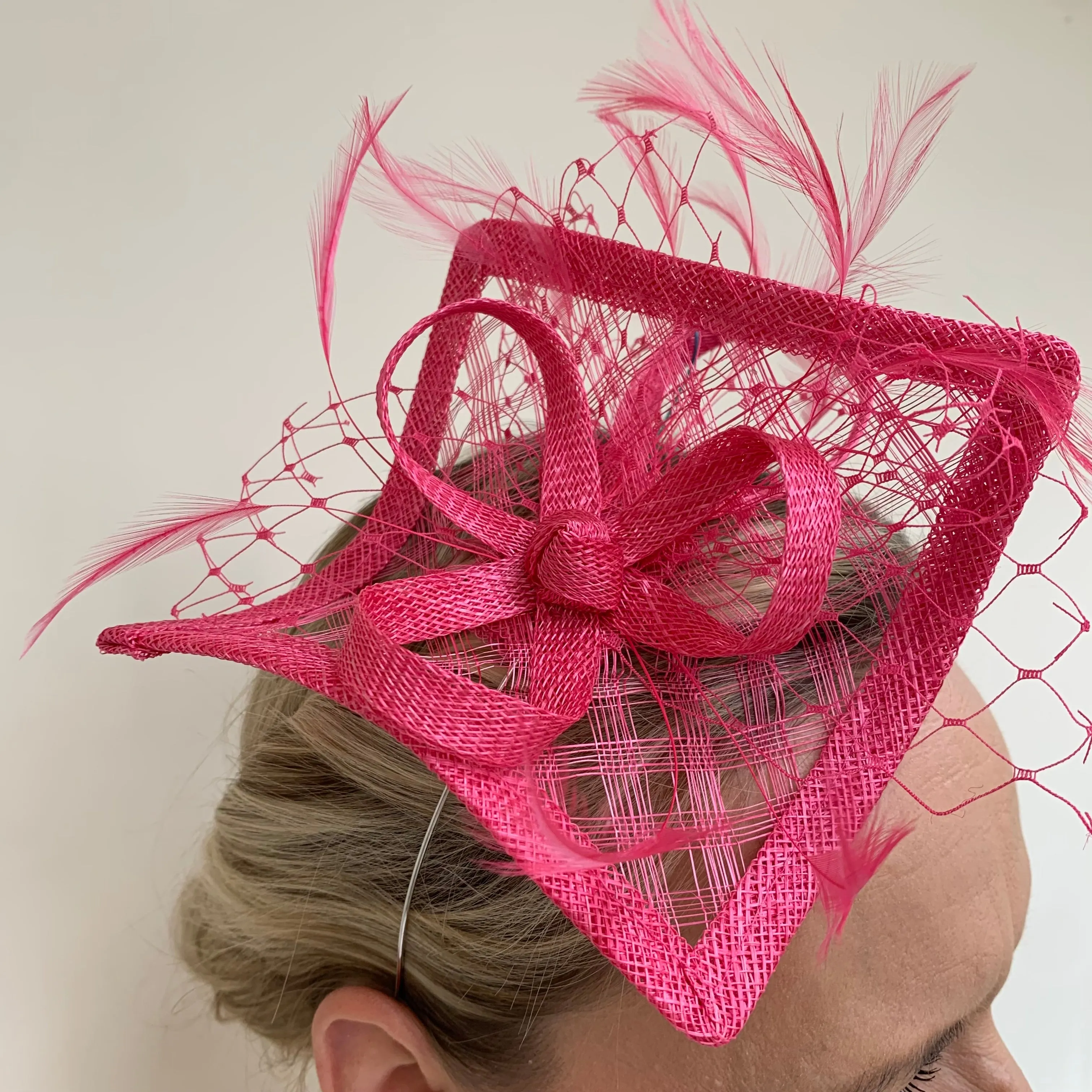 Max and Ellie HF1 Small Fascinator on Headband in Pinks